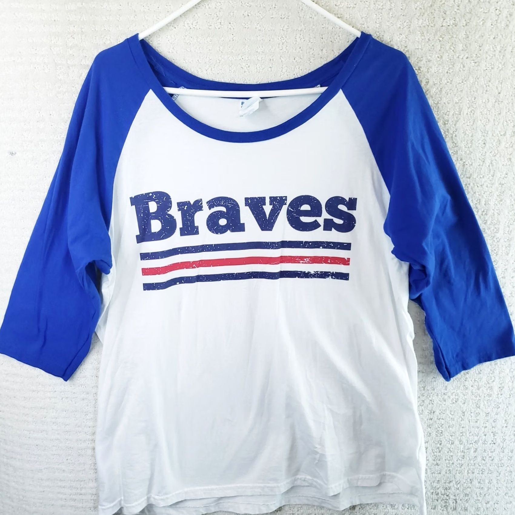 Vintage VINTAGE Atlanta Braves Women's T-Shirt 2XL White Blue Nike Pullover Short Sleeve Round Neck Baseball Tee Size XXL / US 16-18 / IT 52-54 - 2 Thumbnail