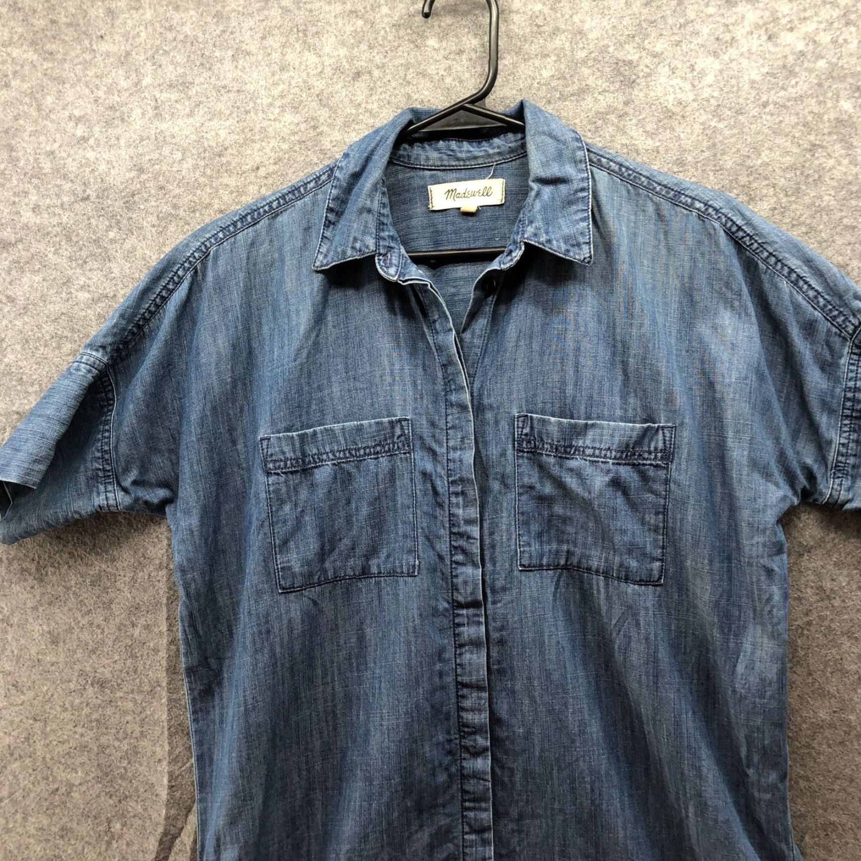 Madewell Madewell Chambray Shirt Dress Womens XS Blue Short Sleeve Mini Lyocell Cotton Dress Shirt Size XS / US 0-2 / IT 36-38 - 3 Thumbnail