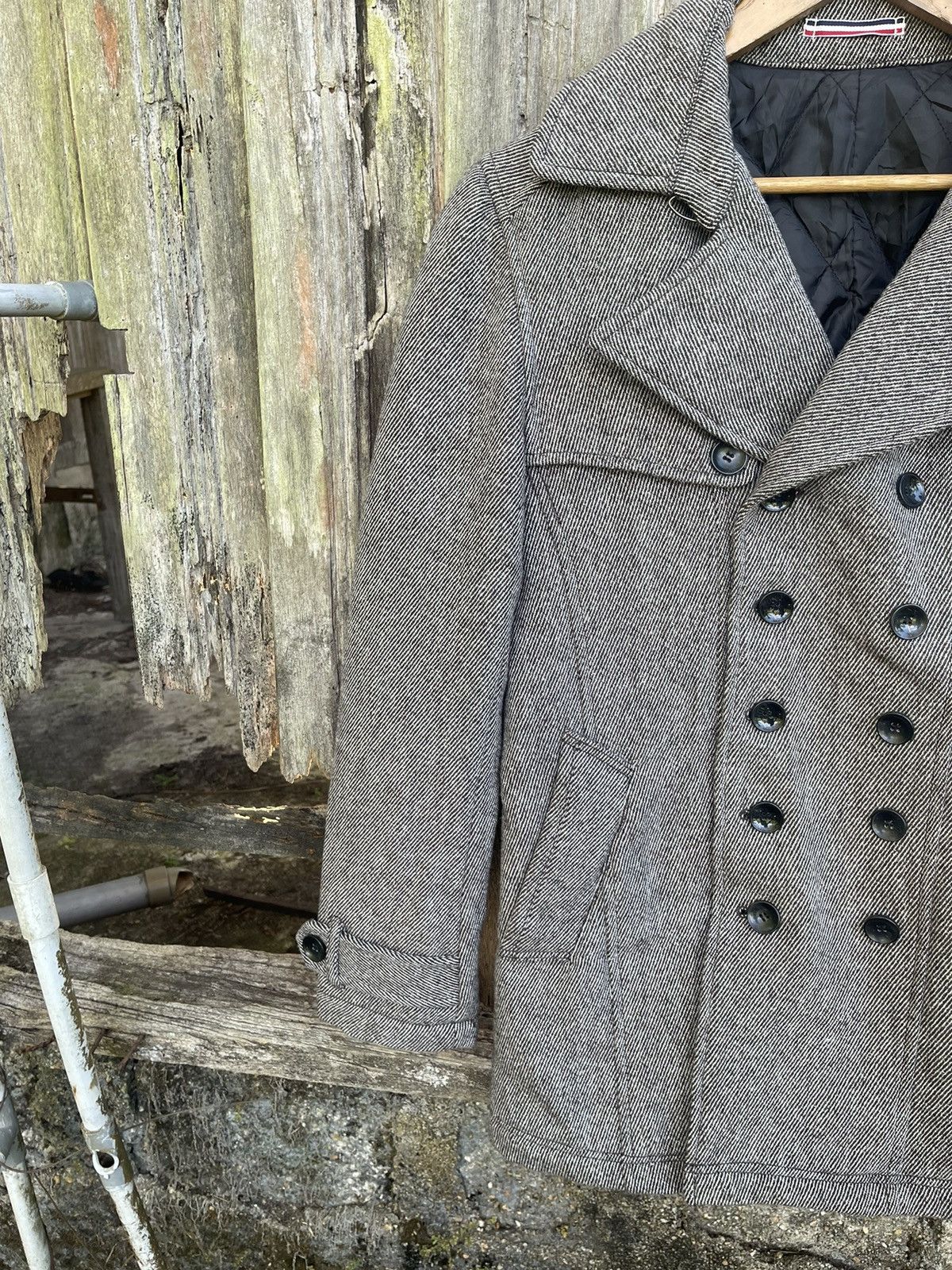 Michel Klein Klein Plus Homme Wool Peacoat - Herringbone Grey - Size 48 Size US M / EU 48-50 / 2 - 4 Thumbnail