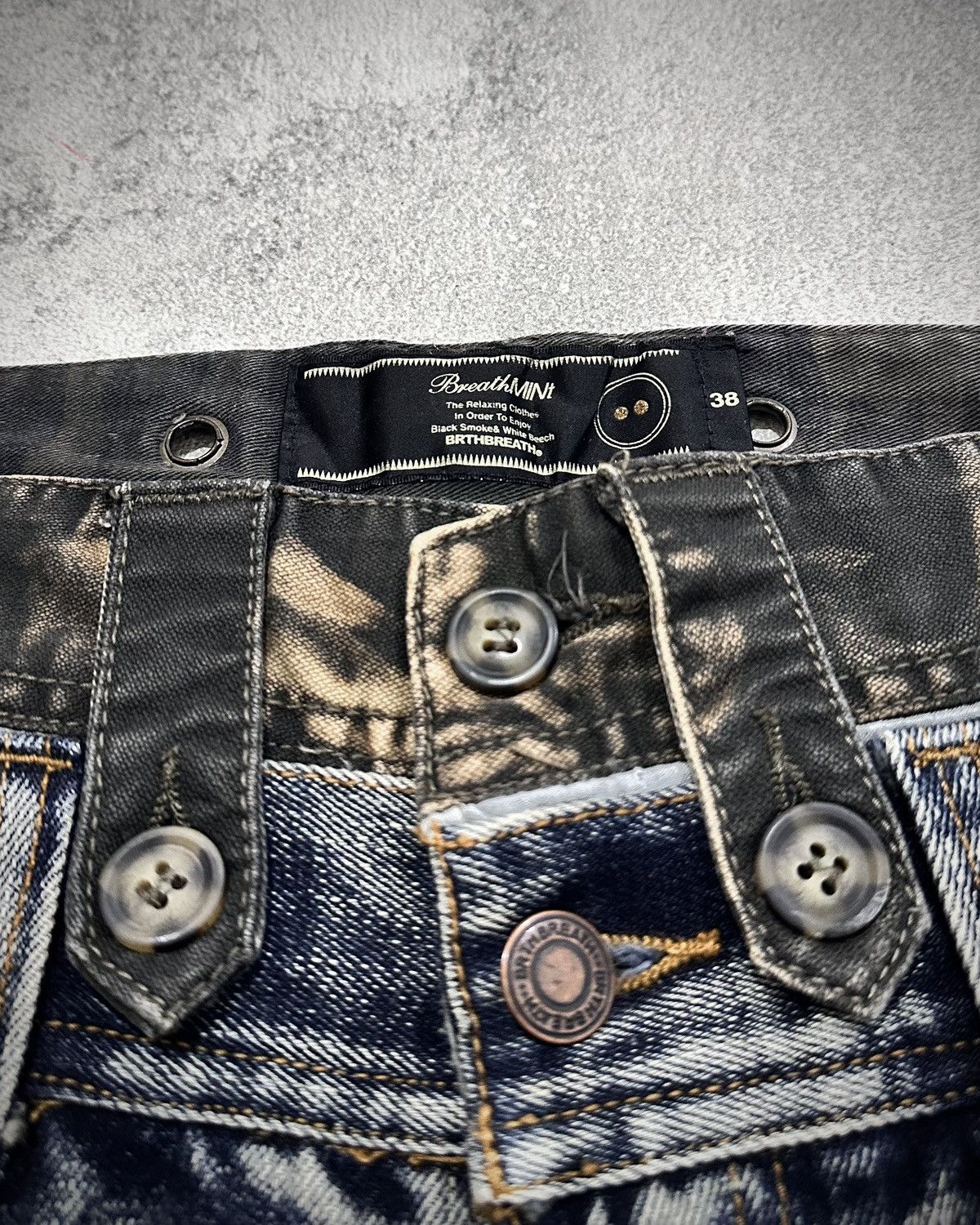 Japanese Brand Y2k Breath Mint Double Waist Distressed Jeans Lgb Ifsix Size US 30 / EU 46 - 5 Thumbnail