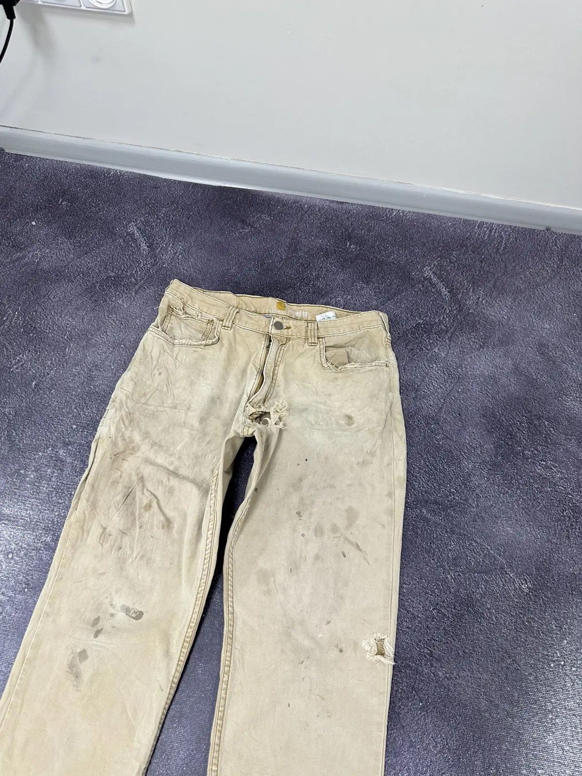 Carhartt × Vintage Vintage Carhartt Work Hype Cream American Baggy Pants Size US 34 / EU 50 - 9 Thumbnail