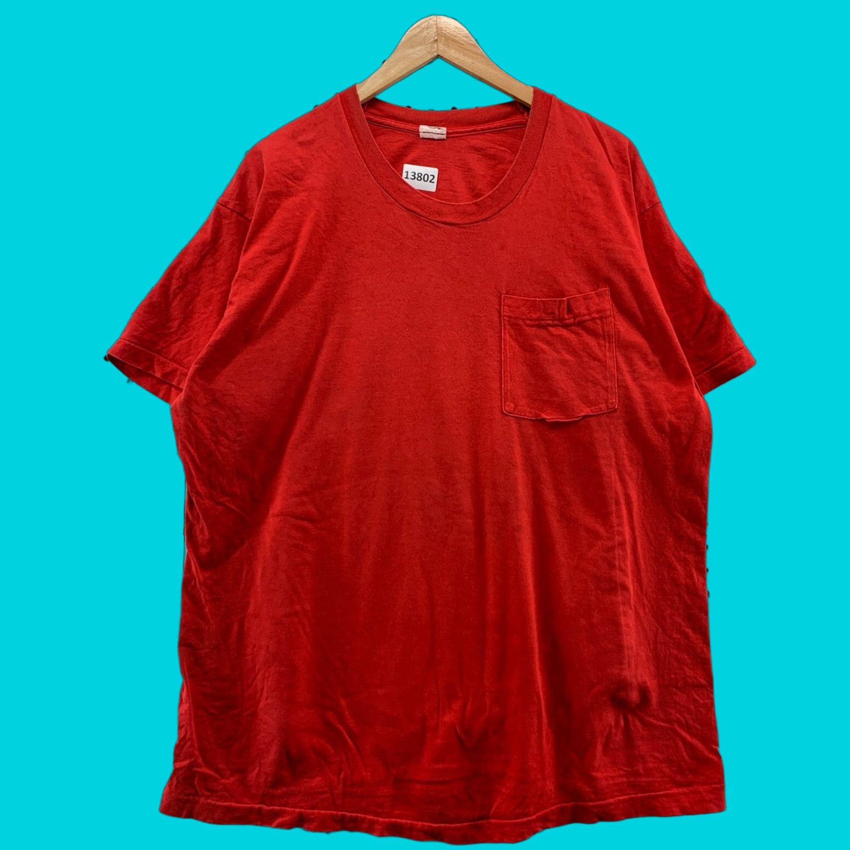 Fruit Of The Loom VINTAGE Fruit Of The Loom Red Short Sleeve Single Stitch 2XL Shirt | 90s USA Hipster Mens Size US XXL / EU 58 / 5 - 1 Thumbnail