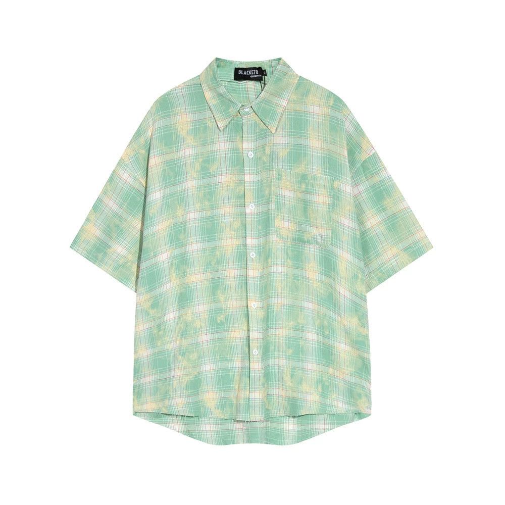 Vintage Men's hip-hop distressed plaid tie-dye gradient casual shirt Size US M / EU 48-50 / 2 - 1 Thumbnail