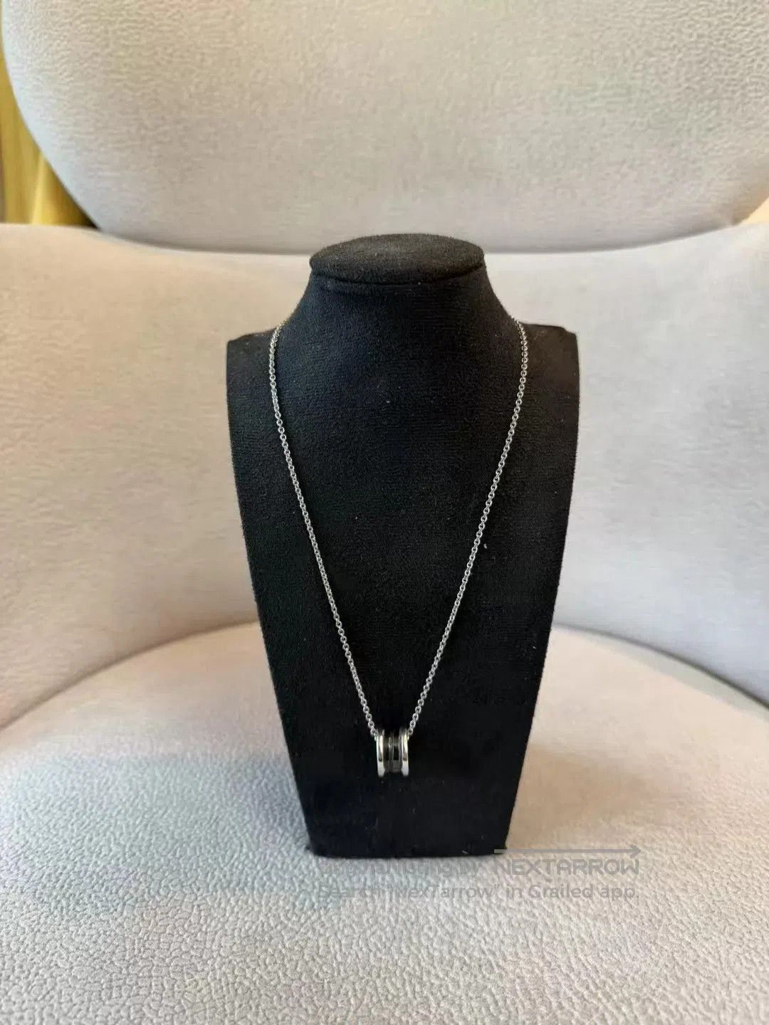 Bvlgari Silver Chain Necklace with Ring Pendant. Size ONE SIZE - 1 Thumbnail