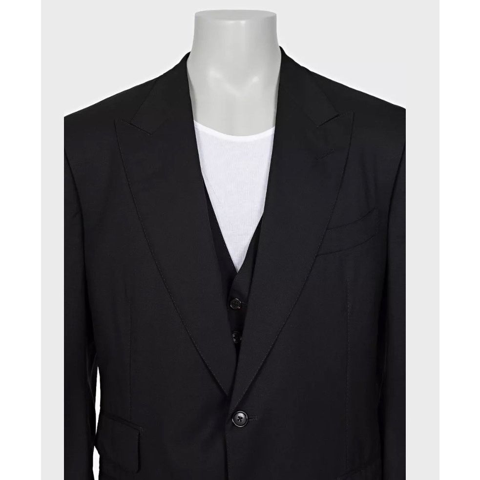 Tom Ford Tom Ford Men’s Black Three-Piece Wool Suit IT58 4XL Size 54L - 5 Thumbnail