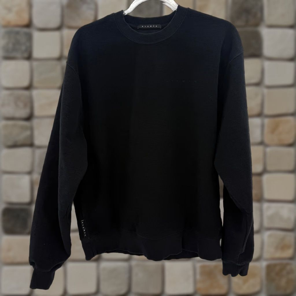 STAMPD Sweatshirt Mens Black Crew Neck Long Sleeve L Textured Knit Minimal Adult Mens