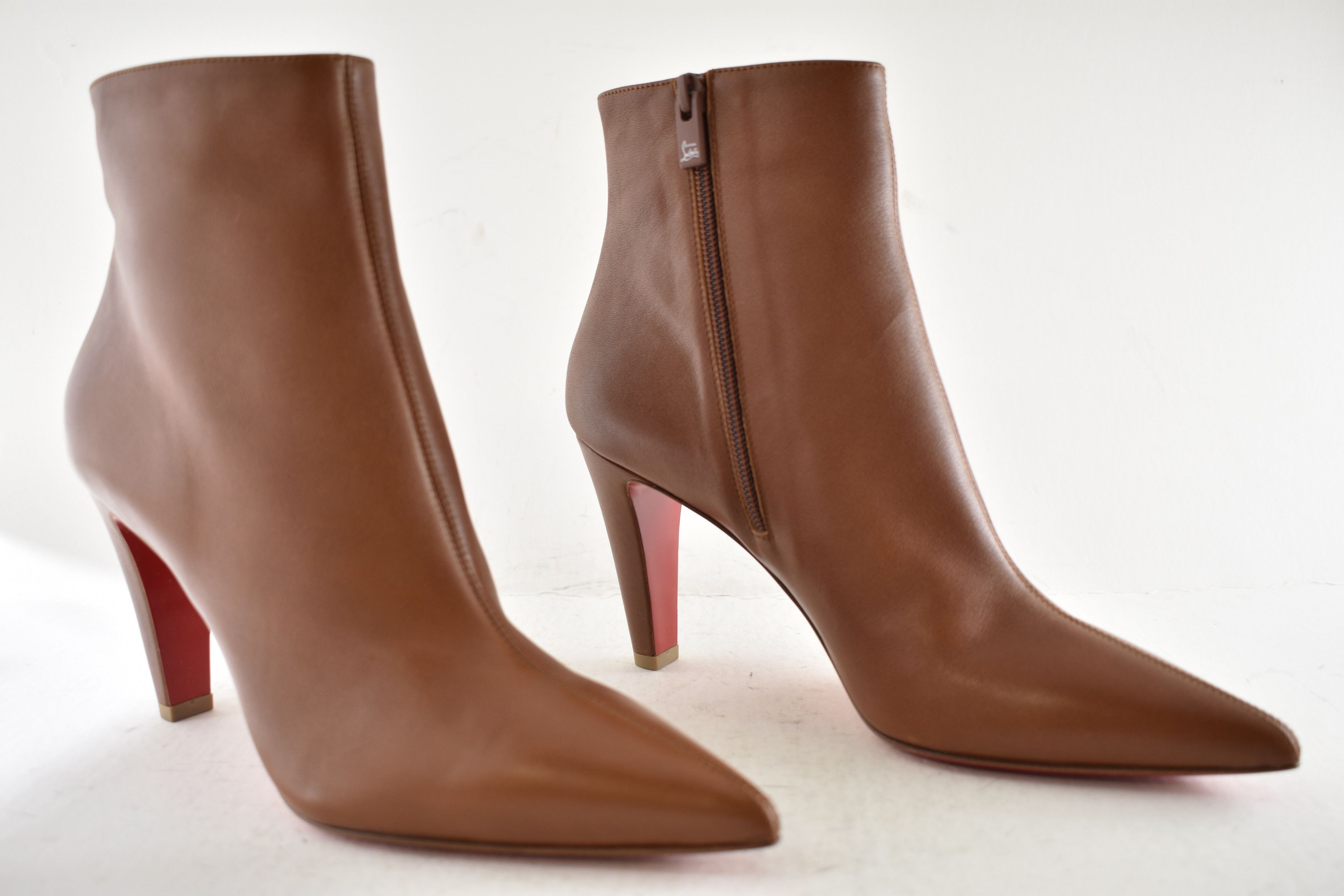 Christian Louboutin Vibella Booty 85 Brown Calf Leather Pointed Heel Bootie 37 Size US 7 / IT 37 - 6 Thumbnail