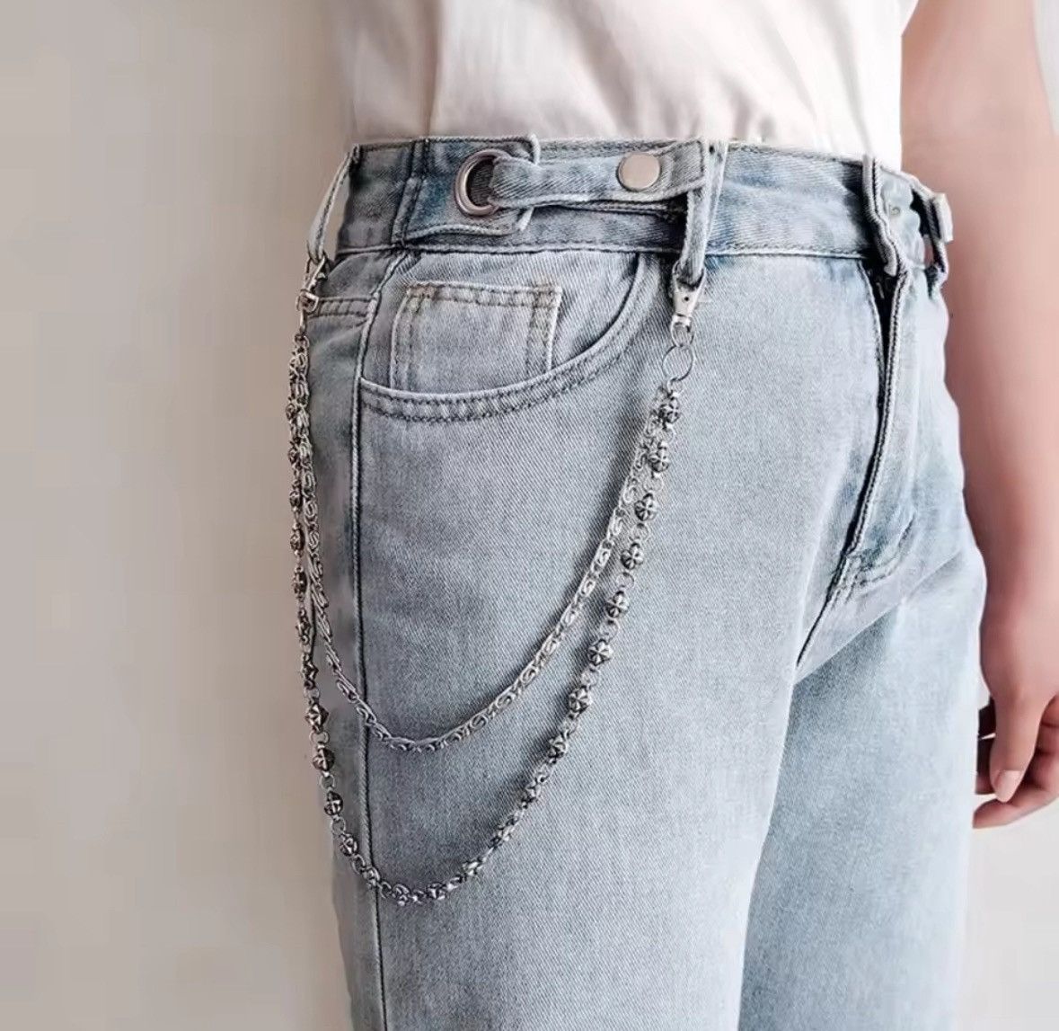 Other Trendy Hip Hop Double Layer Jeans Chain with Keychain Size ONE SIZE - 4 Thumbnail