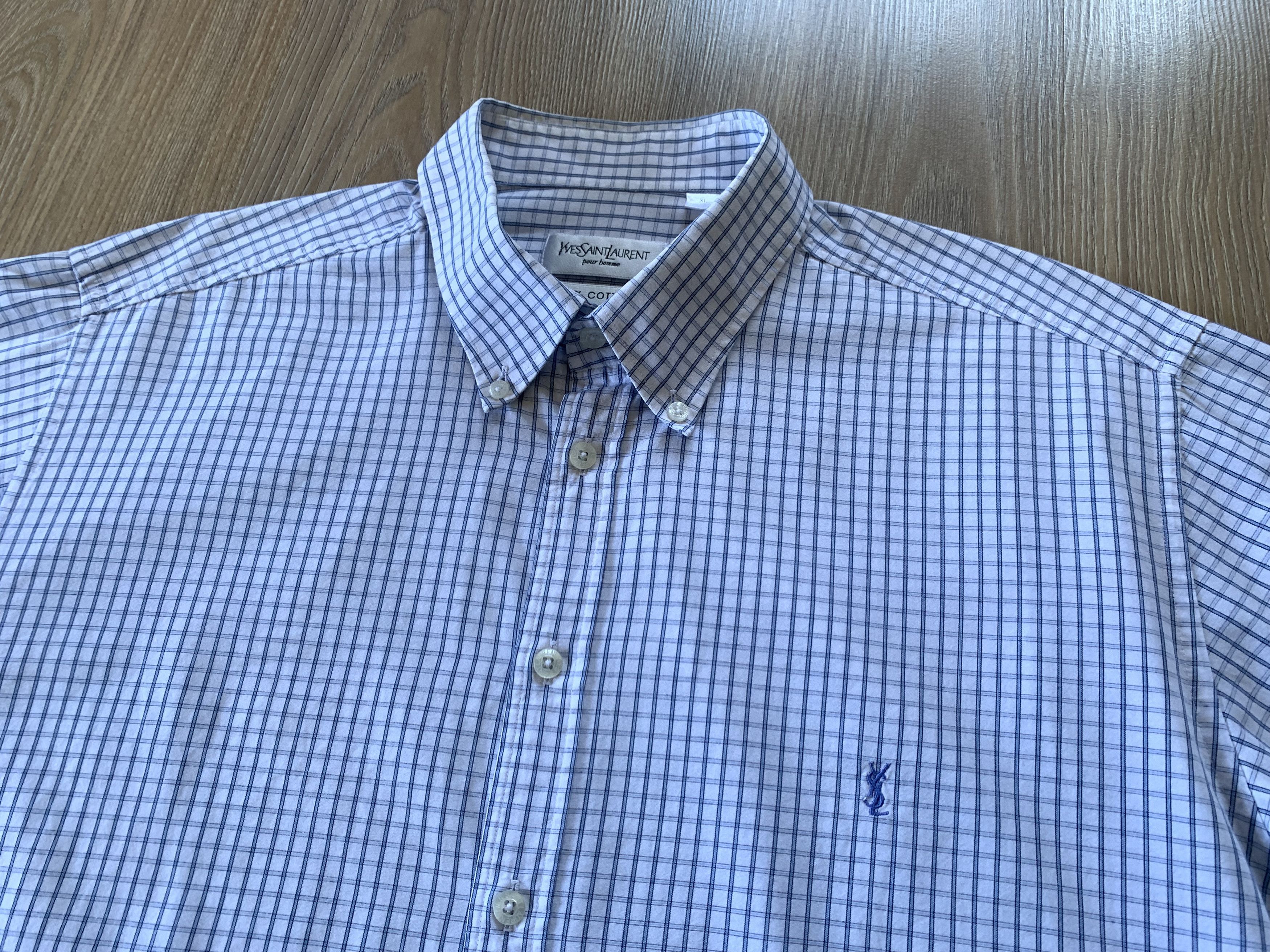 Yves Saint Laurent Vintage Yves Saint Laurent Plaid Long Sleeve Shirt Size US XL / EU 56 / 4 - 4 Thumbnail