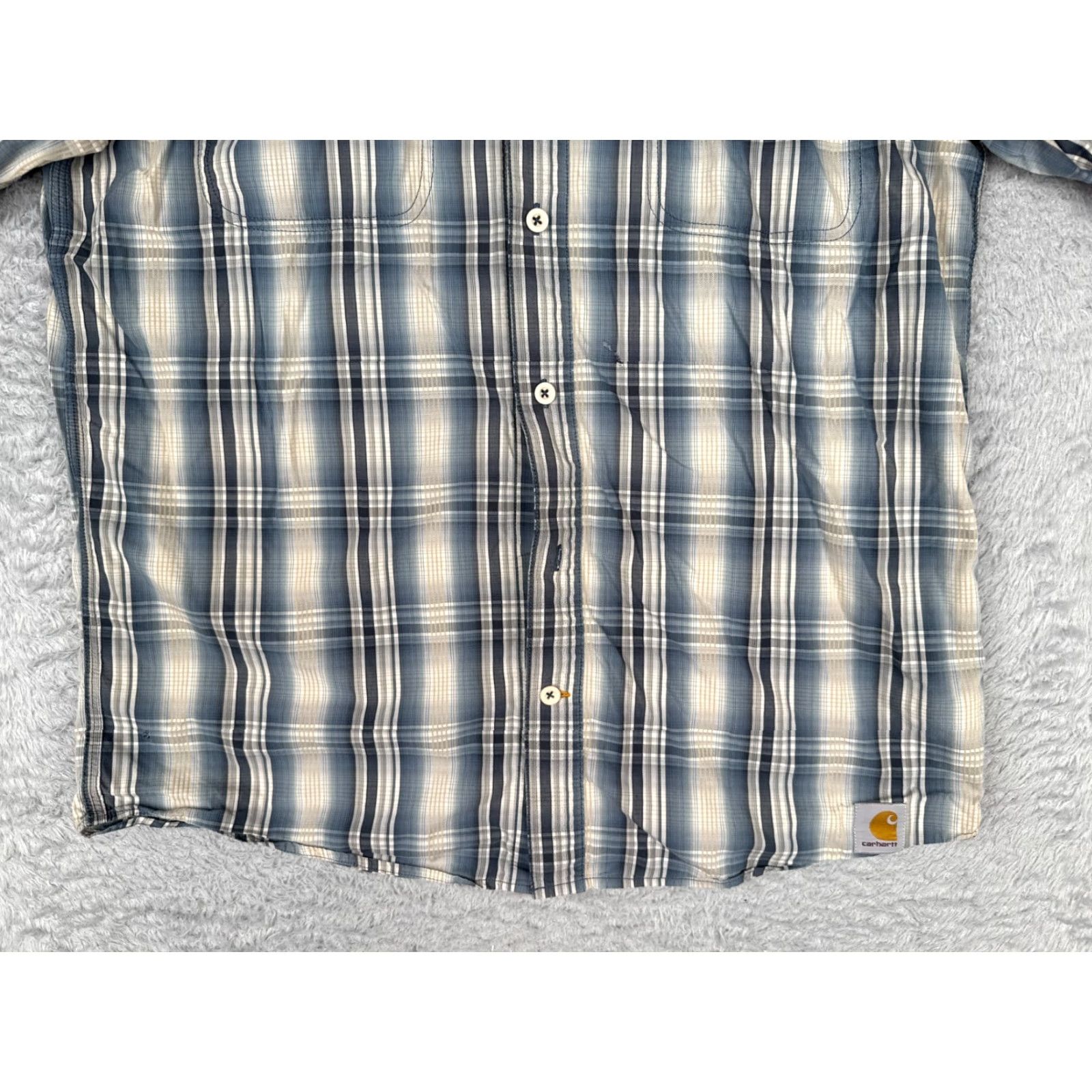 Carhartt Carhartt Shirt Men M Blue Plaid Cotton Button Up Short Sleeve Vented Casual Workwear All Seasons Pockets Button-Up Mens Regular Shirt Size US M / EU 48-50 / 2 - 5 Thumbnail