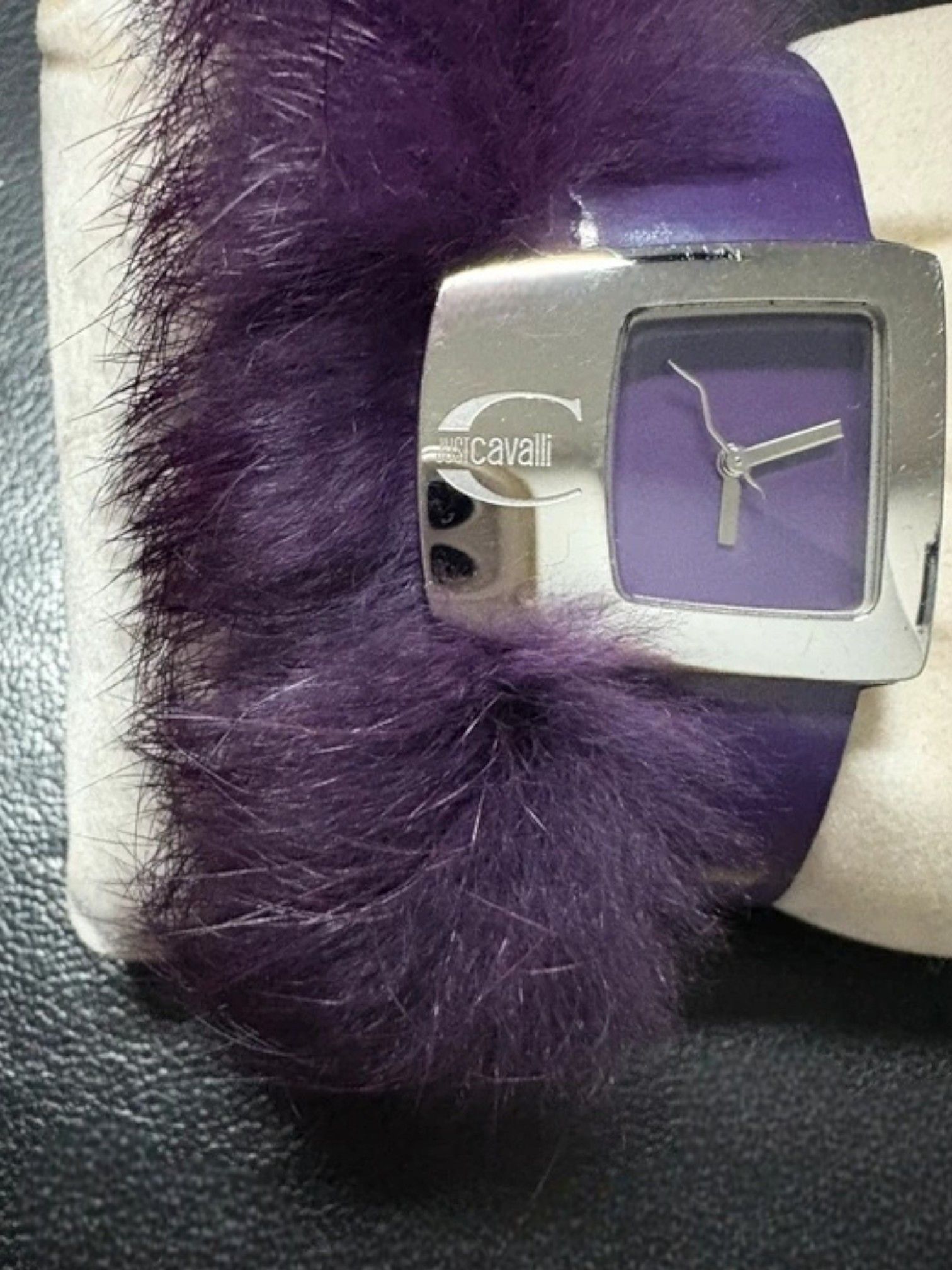 Just Cavalli Just Cavalli Purple Faux Fur Cuff Watch w Chrome Face, 2000s Size ONE SIZE - 3 Thumbnail