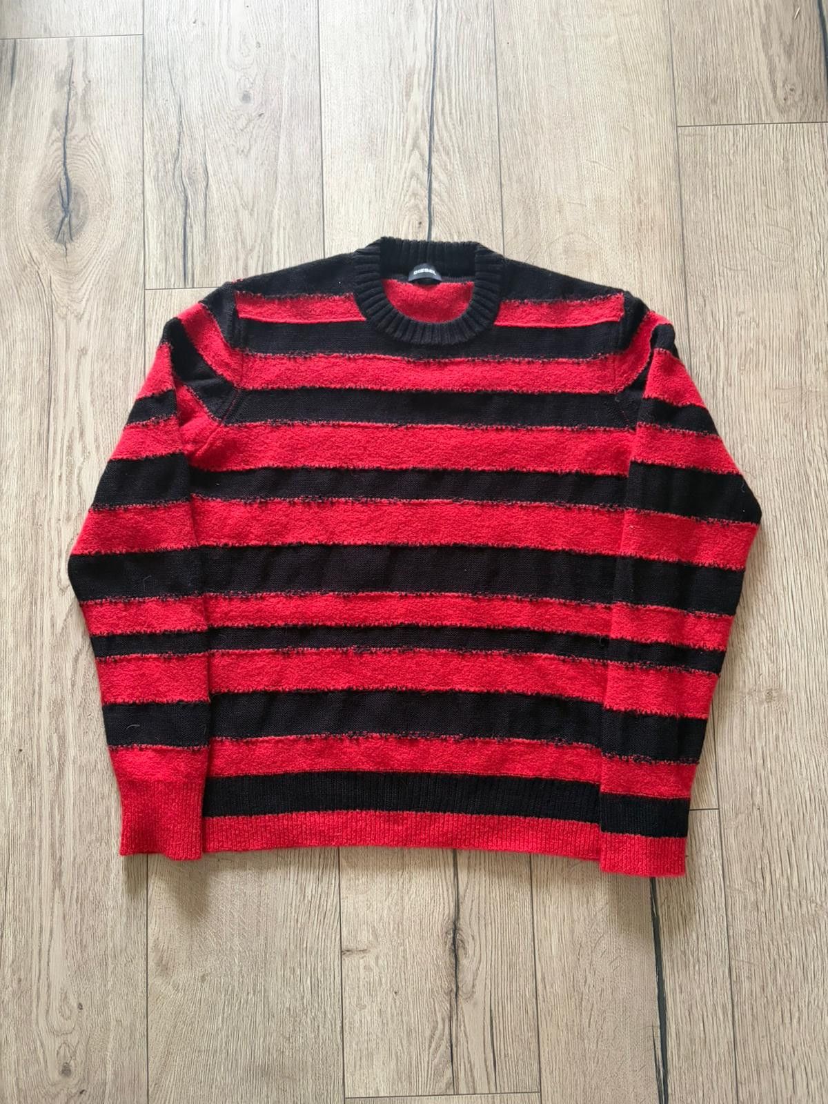 Diesel Diesel Striped Knit Sweater Red Black Wool Alpaca Sz M Size US M / EU 48-50 / 2 - 2 Thumbnail
