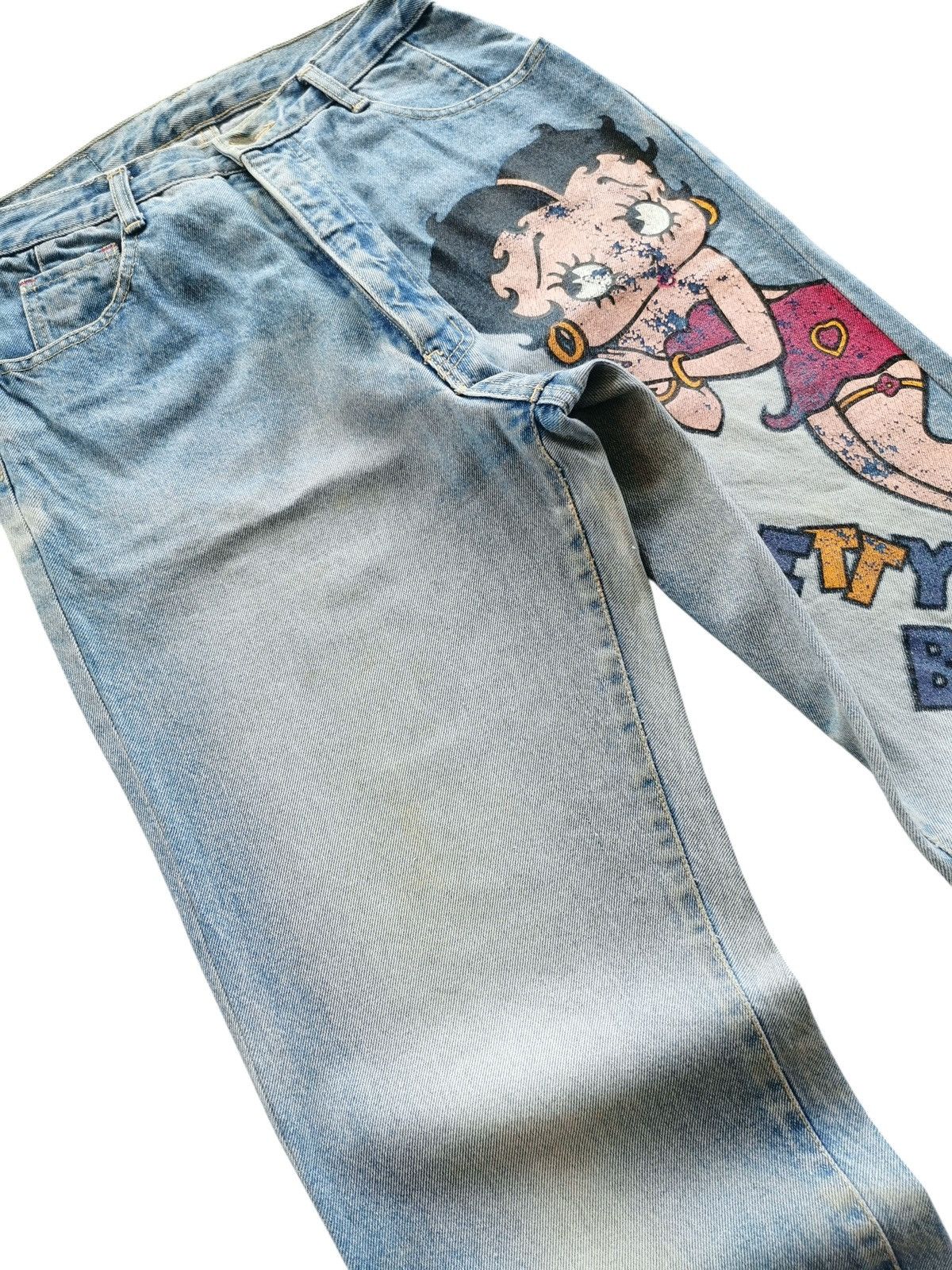 Anime Vintage Betty Boop Big Betty Print Light Wash Jeans Size 28 Size US 28 / EU 44 - 7 Thumbnail