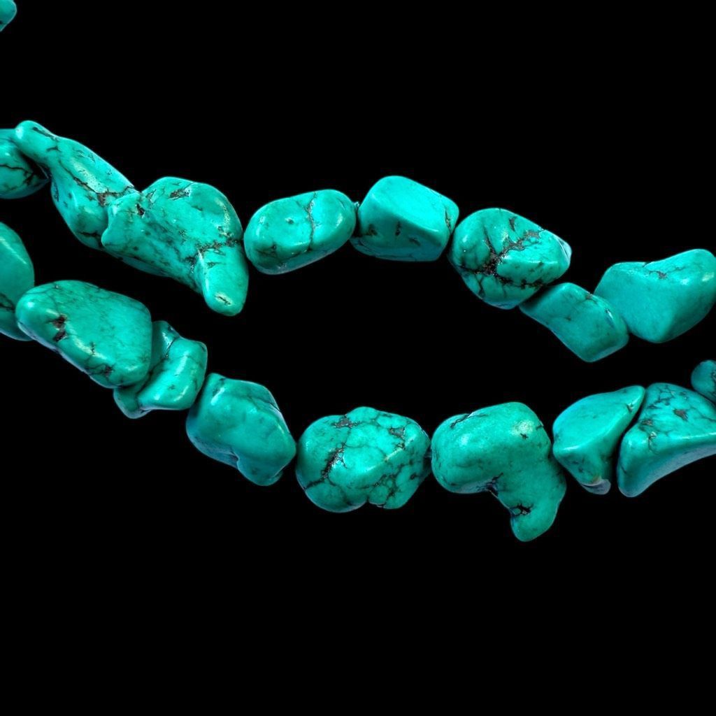 Vintage TURQUOISE Sterling Silver Double Strand 1/2”-3/4” Genuine Na Size ONE SIZE - 8 Thumbnail