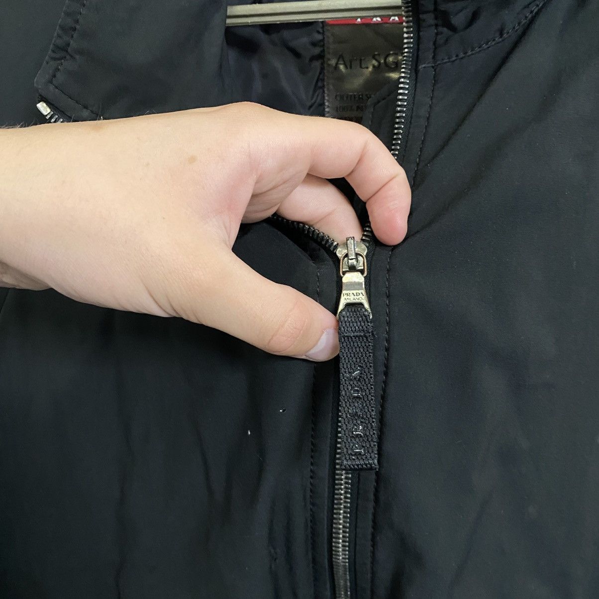 Prada Nylon Red Tab Black Bomber Jacket