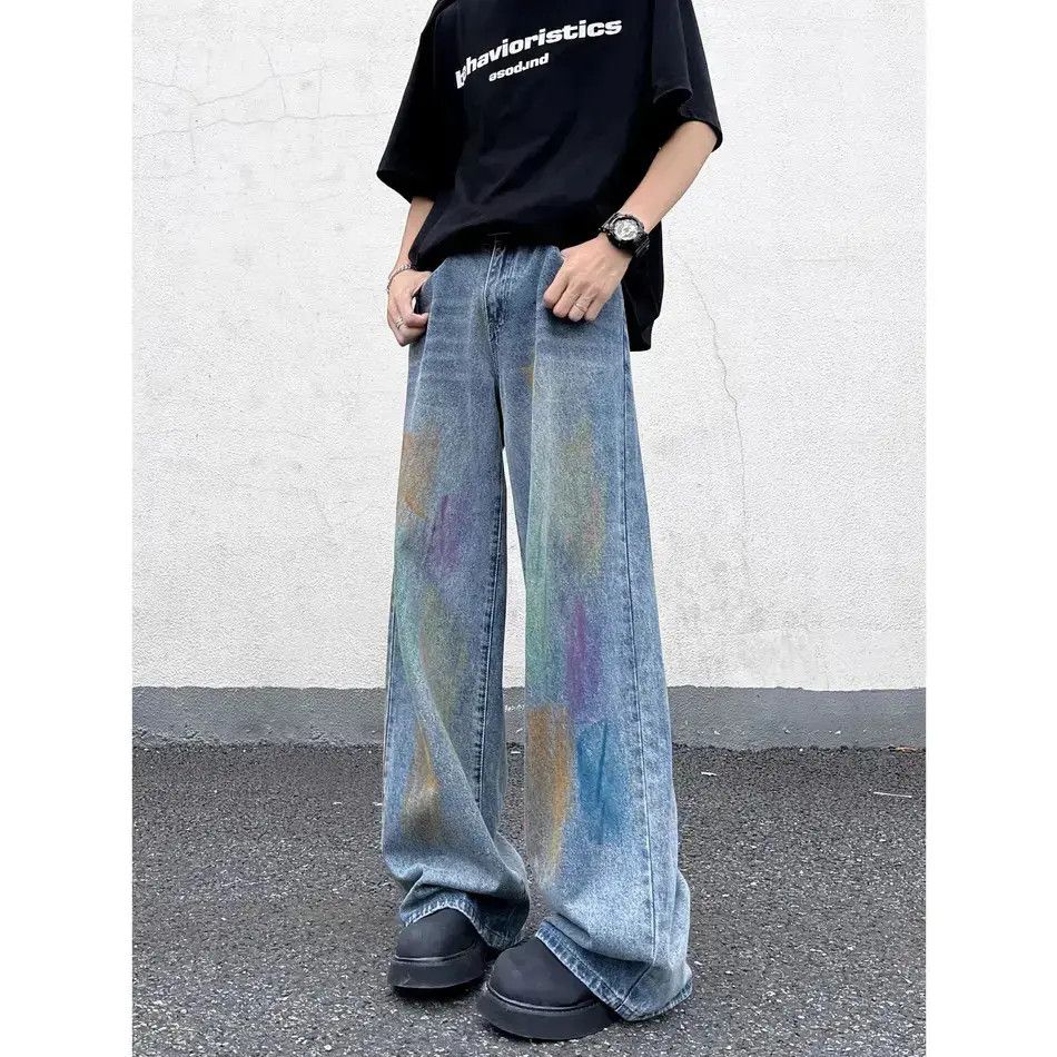 Japanese Brand Retro loose wide leg graffiti jeans Size US 30 / EU 46 - 4 Thumbnail