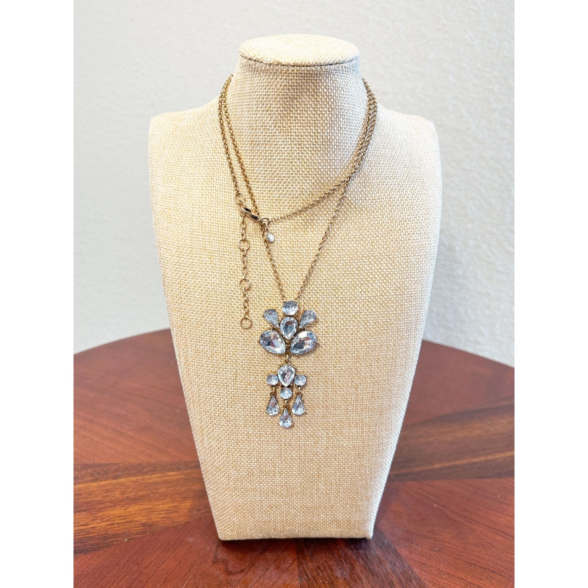J.Crew J. Crew Teardrop Round Rhinestone Pendant Necklace Size ONE SIZE - 1 Thumbnail