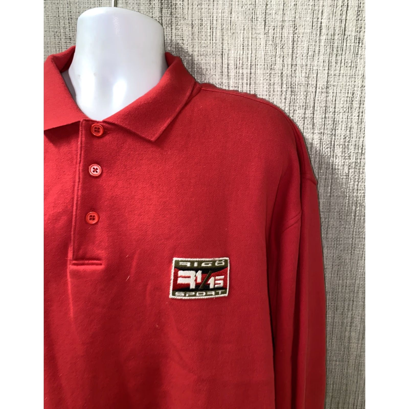 Vintage VINTAGE Rico Sport Mens Red Henley Shirt XL Fleece Lined Regular Size Red Sports Pattern Long Sleeve Cotton/Polyester Size US XL / EU 56 / 4 - 2 Thumbnail