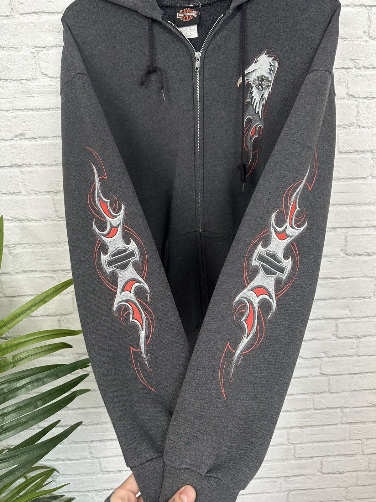 Harley Davidson (XL) SICK FADED CHARCOAL Harley Davidson Zip Up Hoodie Size US XL / EU 56 / 4 - 6 Thumbnail