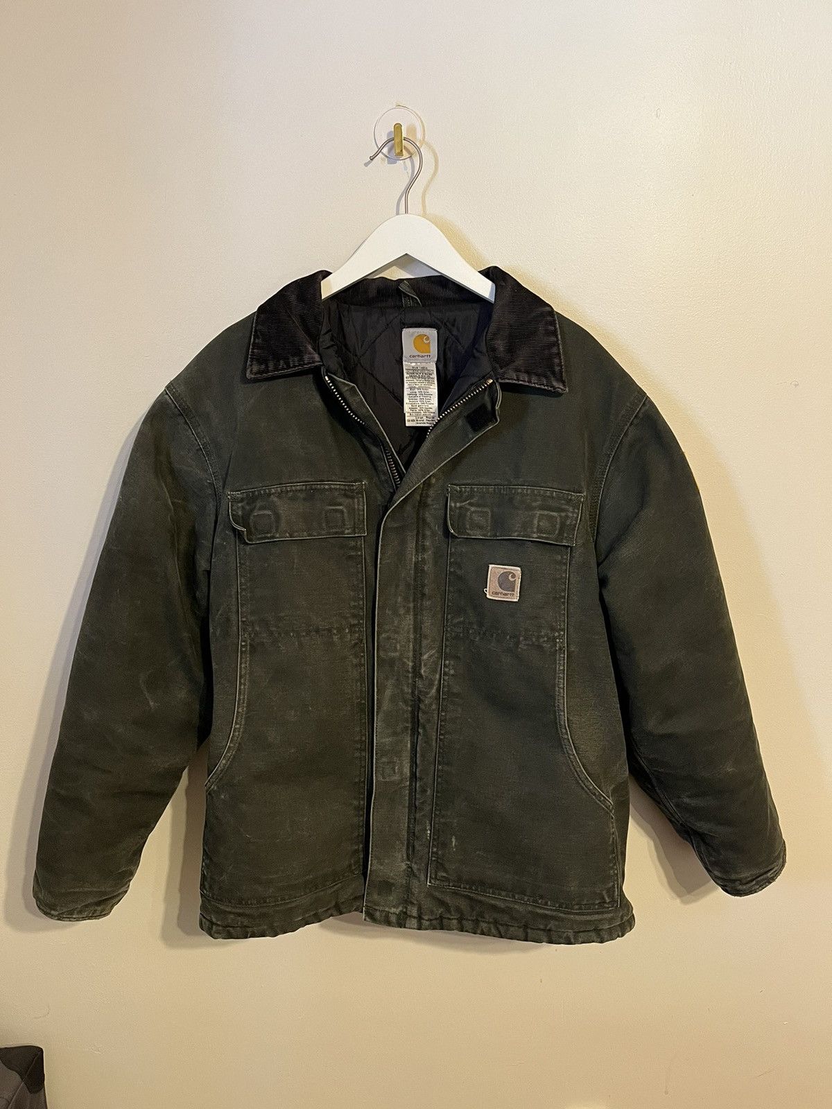 Carhartt × Japanese Brand × Vintage Vintage Carhartt Men's Green Distressed Coat Regular Faded Size US L / EU 52-54 / 3 - 1 Thumbnail