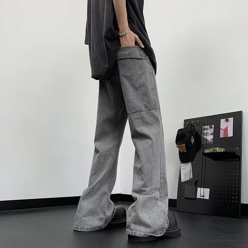 Jean Gray Stacked Denim Jeans, Wide Leg Jeans, Flared Jeans Size US 32 / EU 48 - 4 Thumbnail