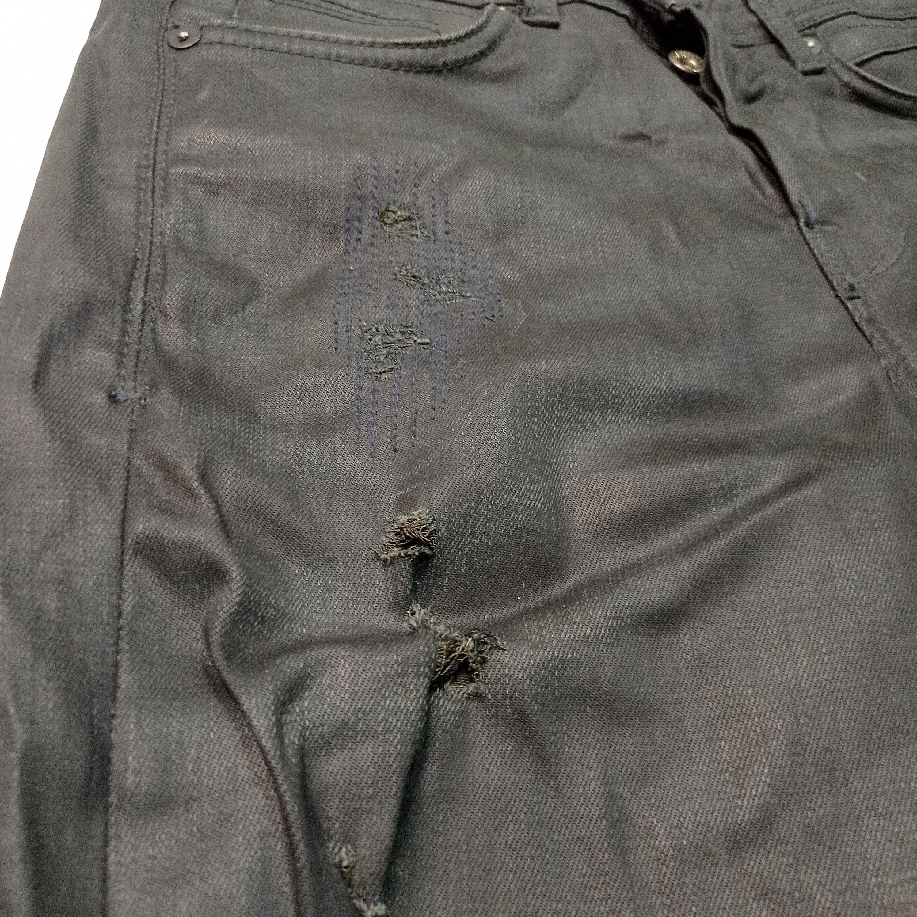 H&M 🔥H&M X & Jeans Skinny Super Black Distressed Pants Size 28" / US 6 / IT 42 - 9 Thumbnail