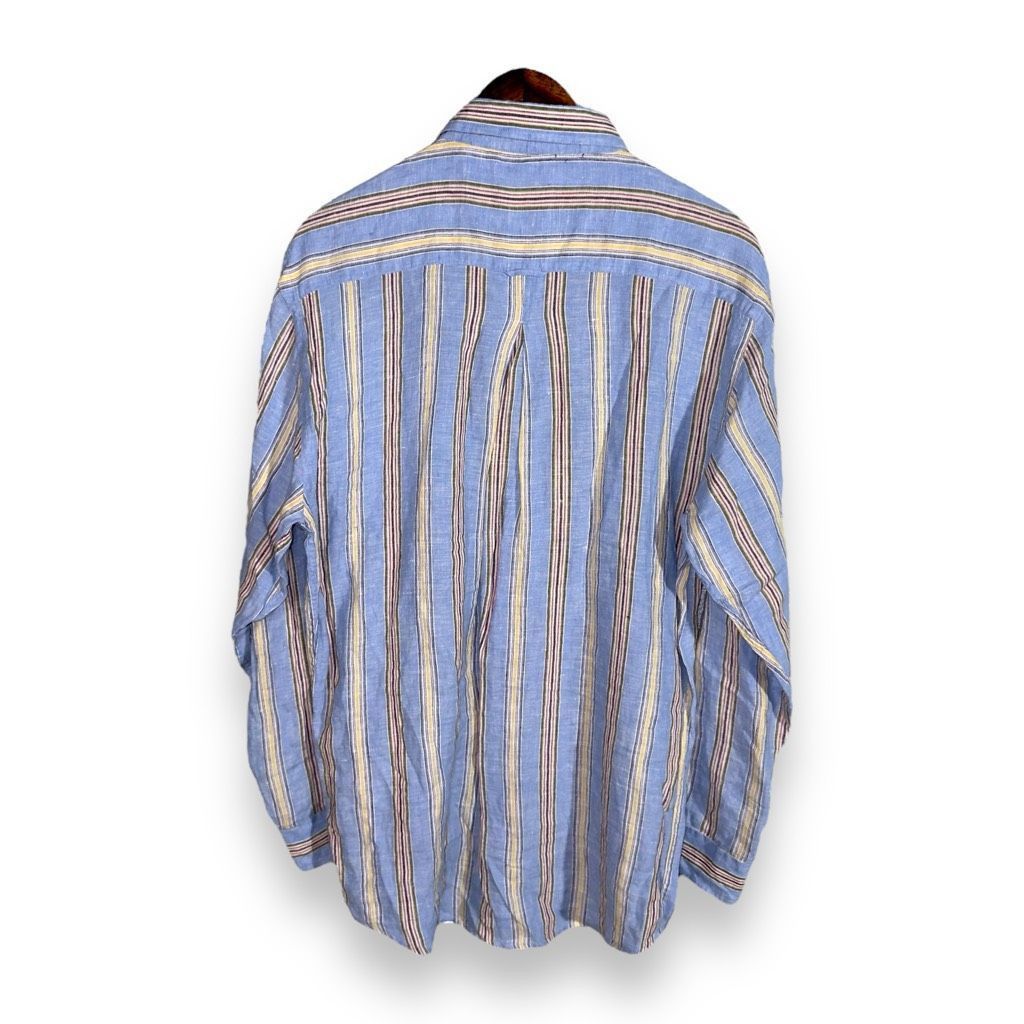 Bullock & Jones Mine London Pastel Stripe Pure Linen Button Down Shirt M Size US M / EU 48-50 / 2 - 11 Thumbnail