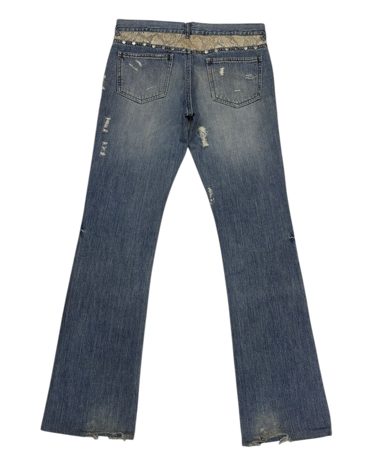 Le Grande Bleu (L.G.B.) × Tornado Mart FLARE JEANS SNAKE SKIN PYTHON AGATE SLIM DISTRESSED DENIM Size US 30 / EU 46 - 9 Thumbnail