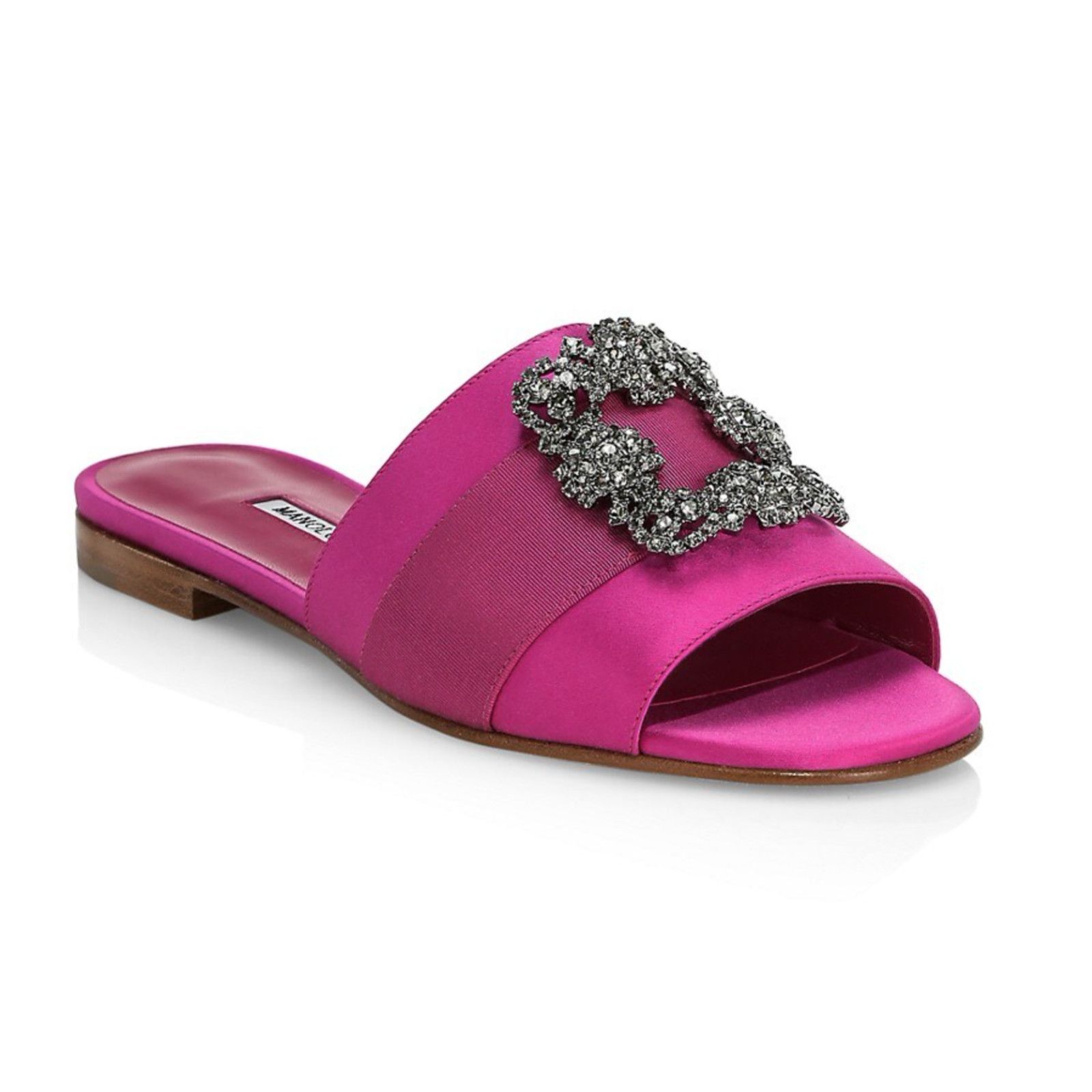 Manolo Blahnik Manolo Blahnik Martamod Hangisi Crystal Buckle Pink Satin Size US 7.5 / IT 37.5 - 1 Thumbnail