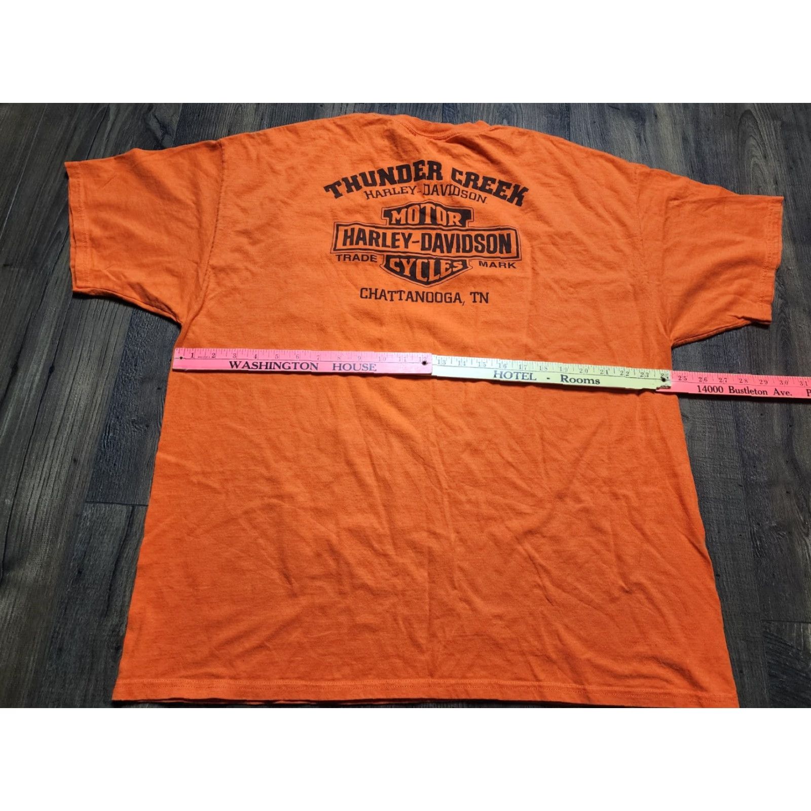 Harley Davidson VINTAGE Harley-Davidson Men's 2XL T-Shirt Short Sleeve Cotton Motorcycle Pockets Orange 2010s Size US XXL / EU 58 / 5 - 2 Thumbnail