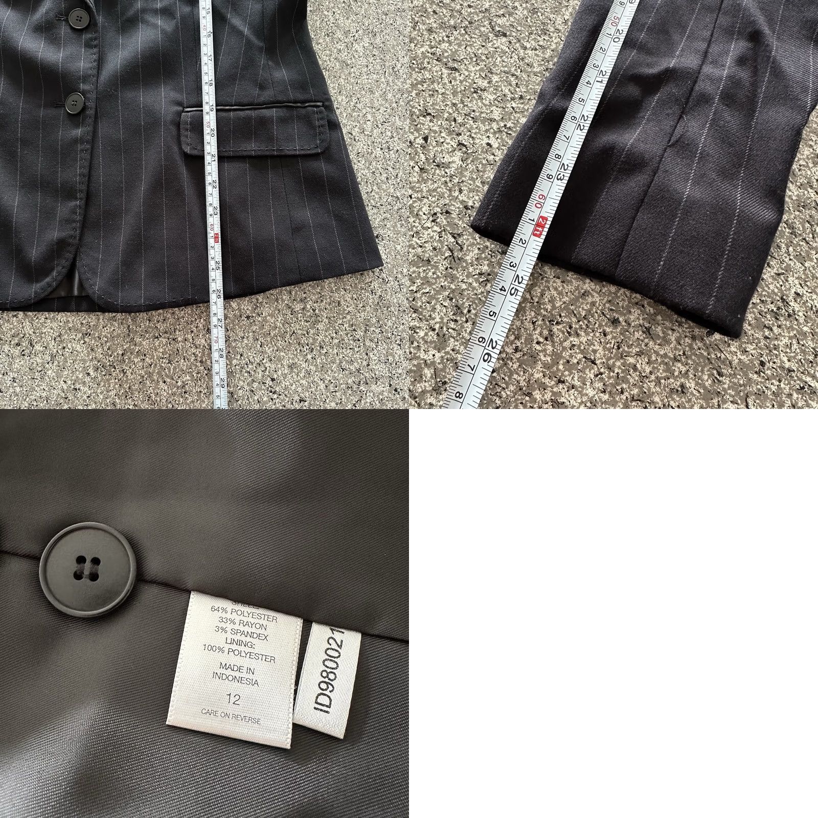 Vintage New York & Company Blazer Women’s 12 Black Button Stretch Short Sleeve? Size XL / US 12-14 / IT 48-50 - 8 Thumbnail