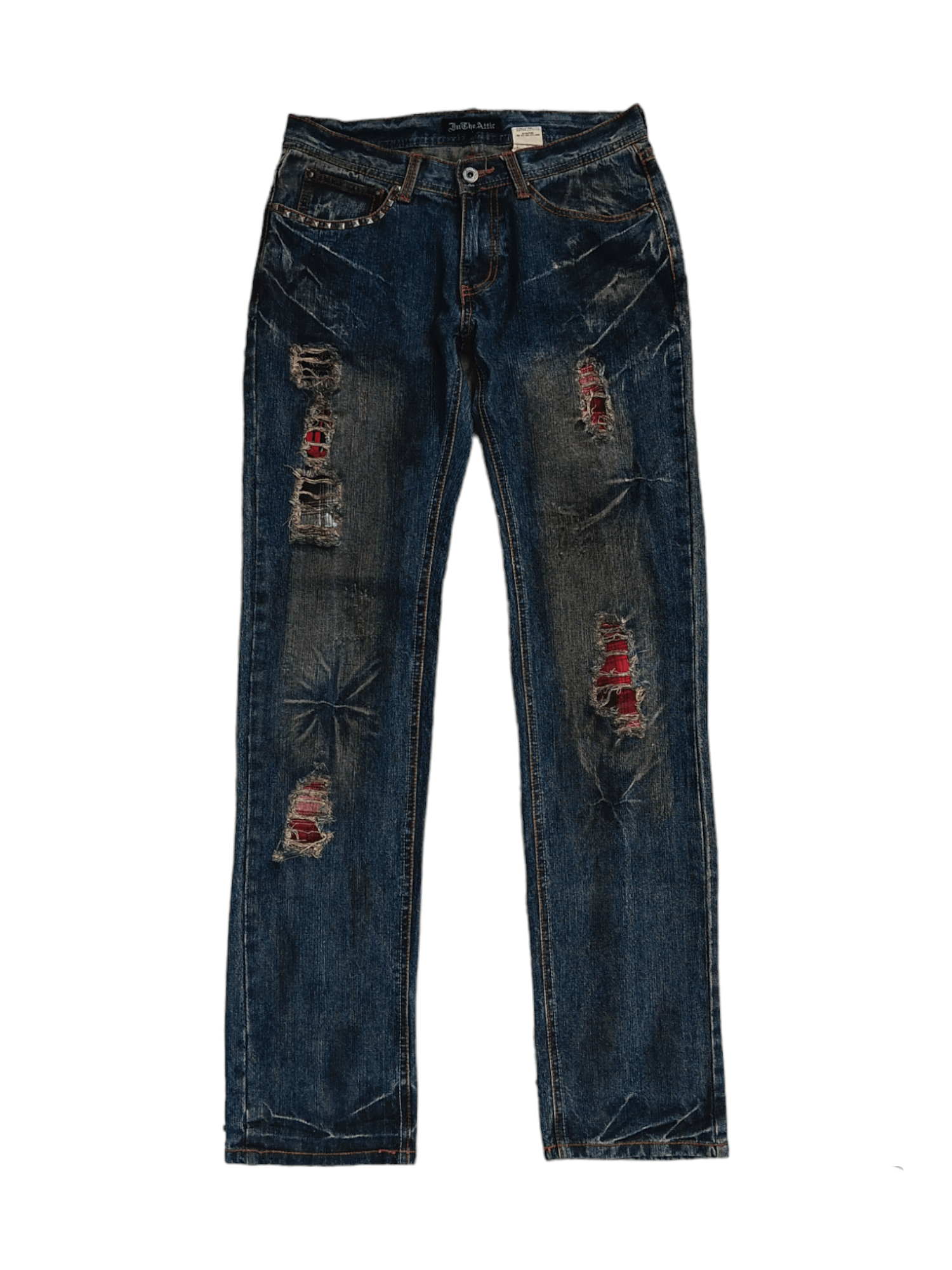 image of In The Attic Distressed Punk Jeans in Blue, Men's (Size 30)