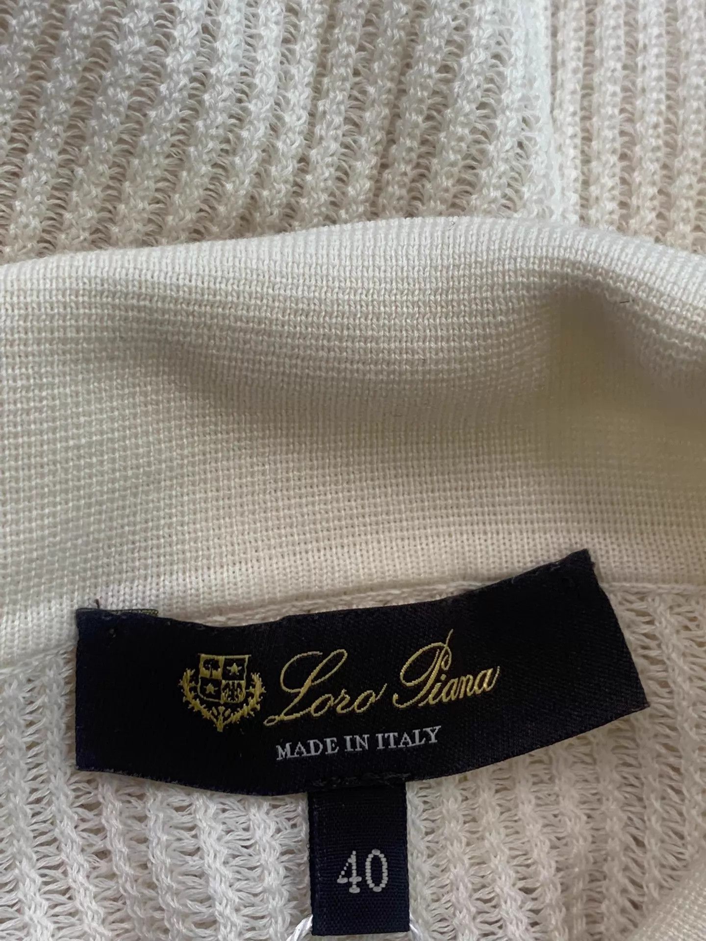 Loro Piana LoroPiana Cream Waffle Lapel Short Sleeve Top Size 40 New Size S / US 4 / IT 40 - 4 Thumbnail