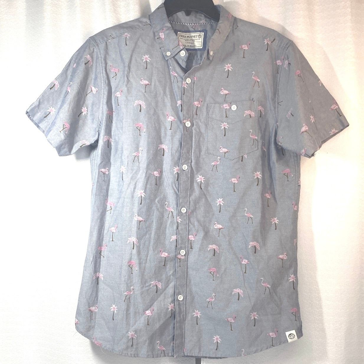 Free Planet Free Planet Blue Button-up Short Sleeve Shirt men sz L Size US L / EU 52-54 / 3 - 1 Thumbnail