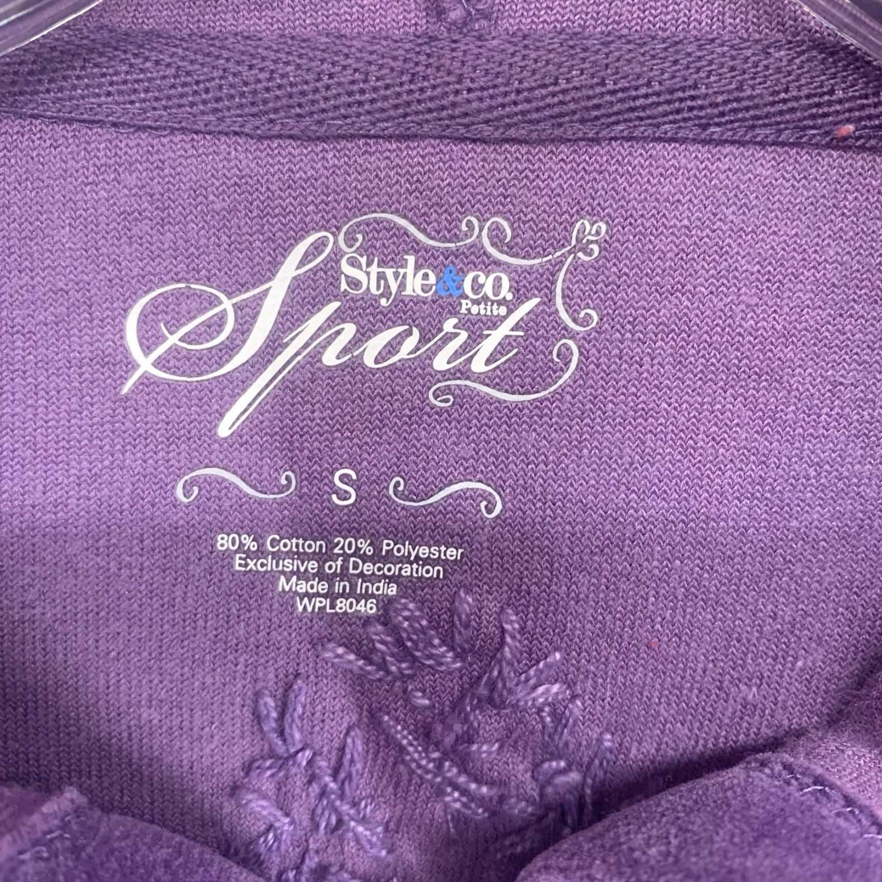 Vintage Style&co. Women's Purple Floral Hoodie Petite Small Full Zip Lightweight Casual 90s Outdoor Size S / US 4 / IT 40 - 5 Thumbnail