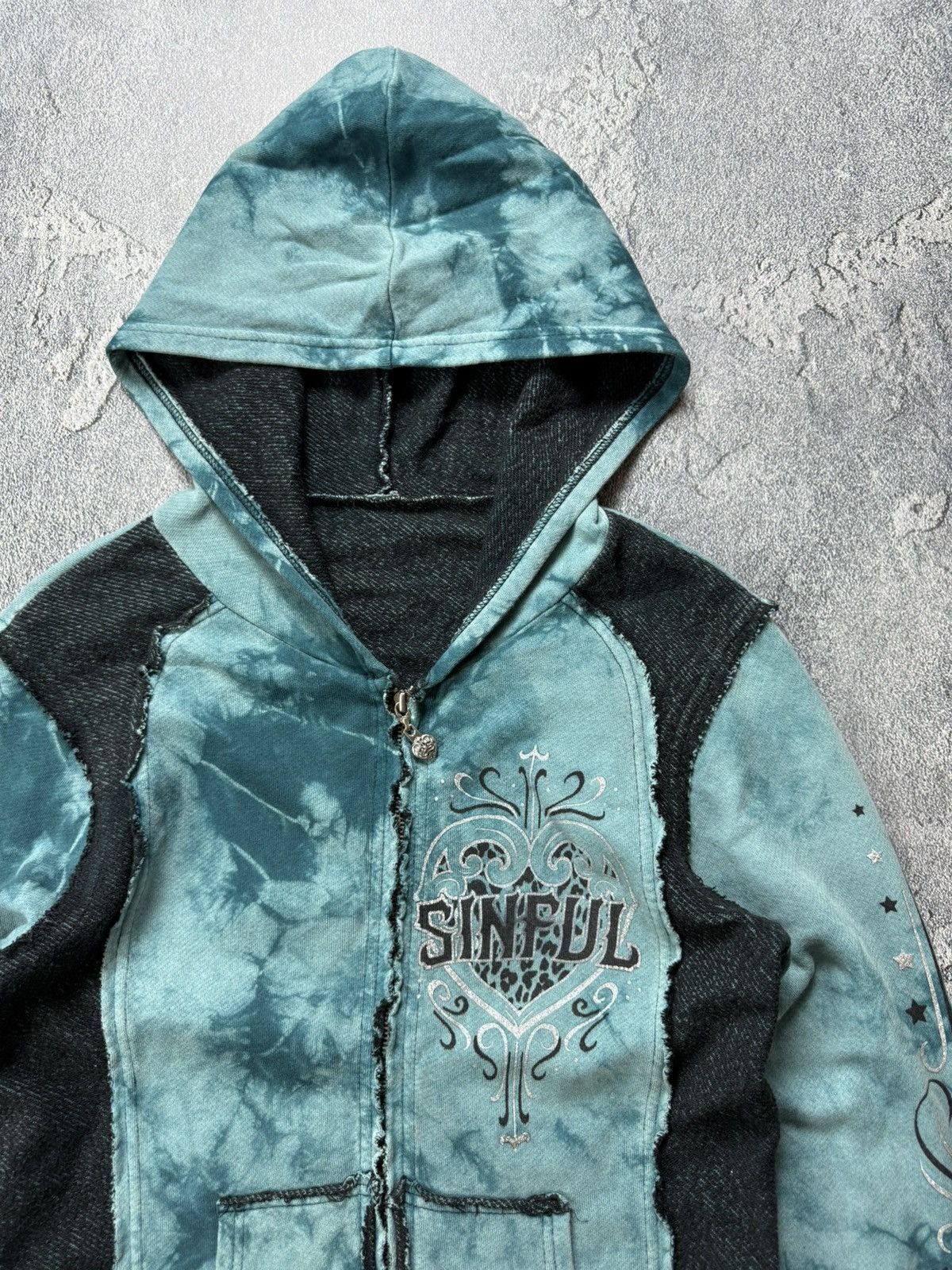 Affliction Sinful By Affliction Y2K Tribal Heart Wings Zip Hoodie LGB Size L / US 10 / IT 46 - 8 Thumbnail
