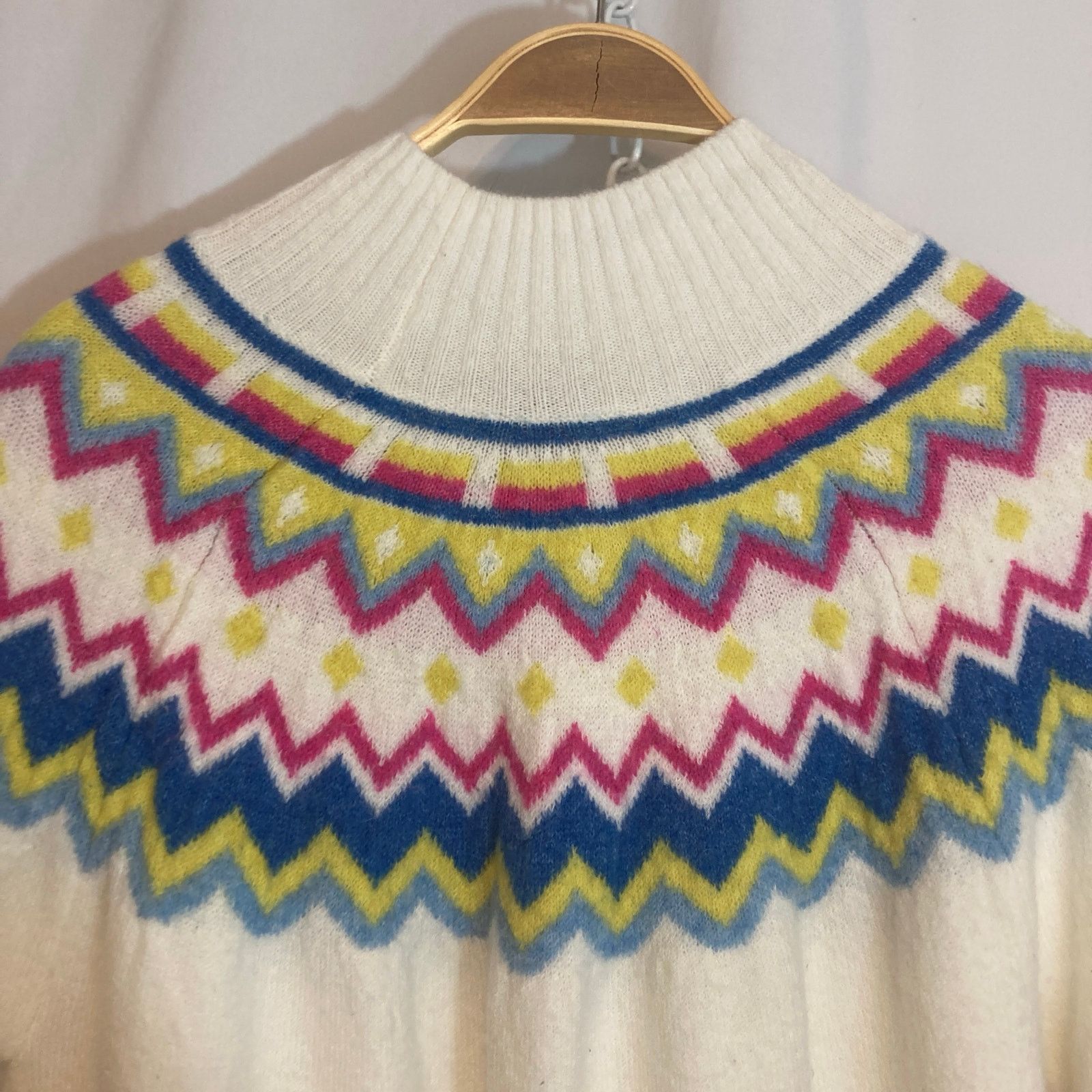 Vince Camuto Vince Camuto Ivory Fair Isle Cozy Winter Knit Sweater Size M / US 6-8 / IT 42-44 - 9 Thumbnail