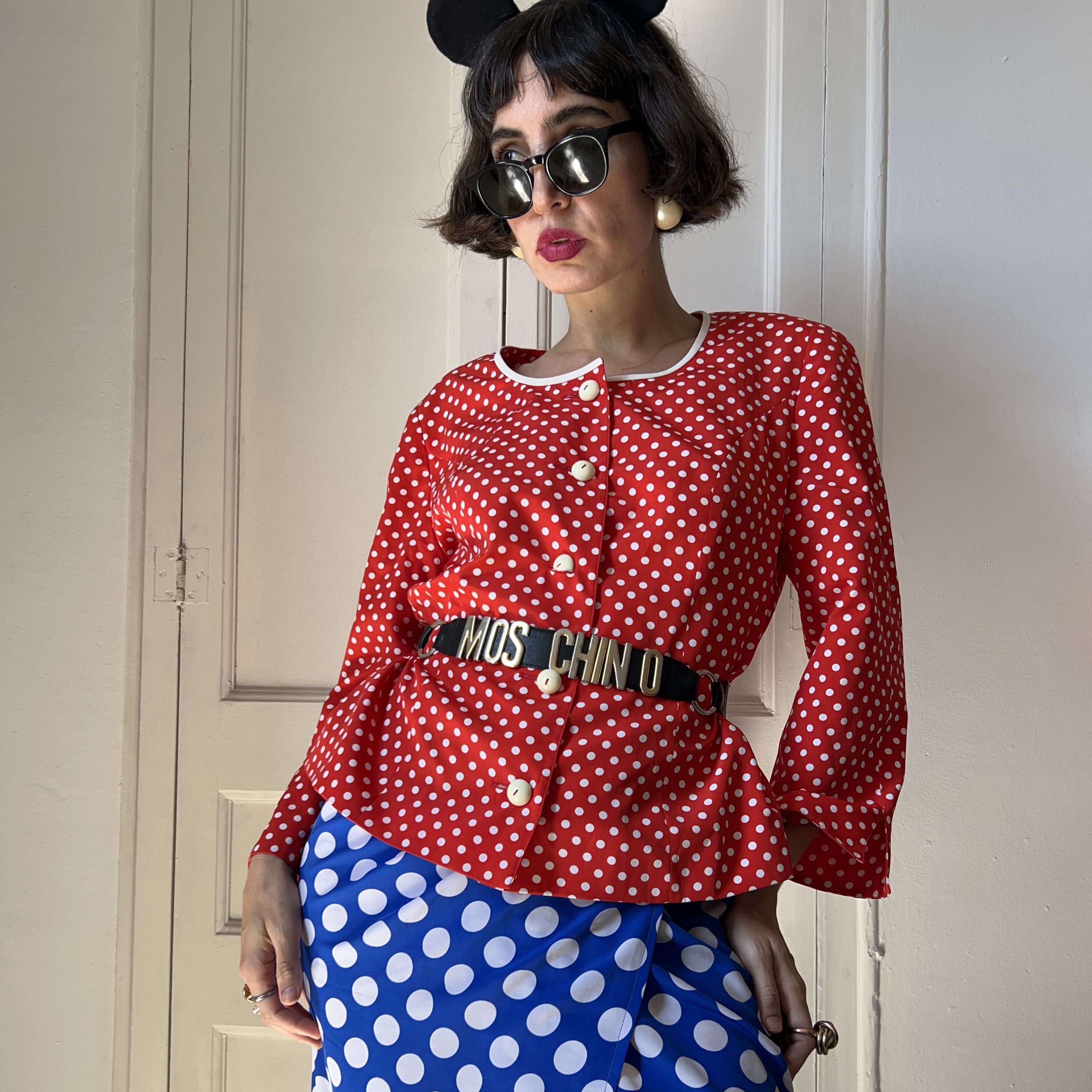 Vintage Vintage 80s Red Polka Dot Blazer Size L / US 10 / IT 46 - 3 Thumbnail