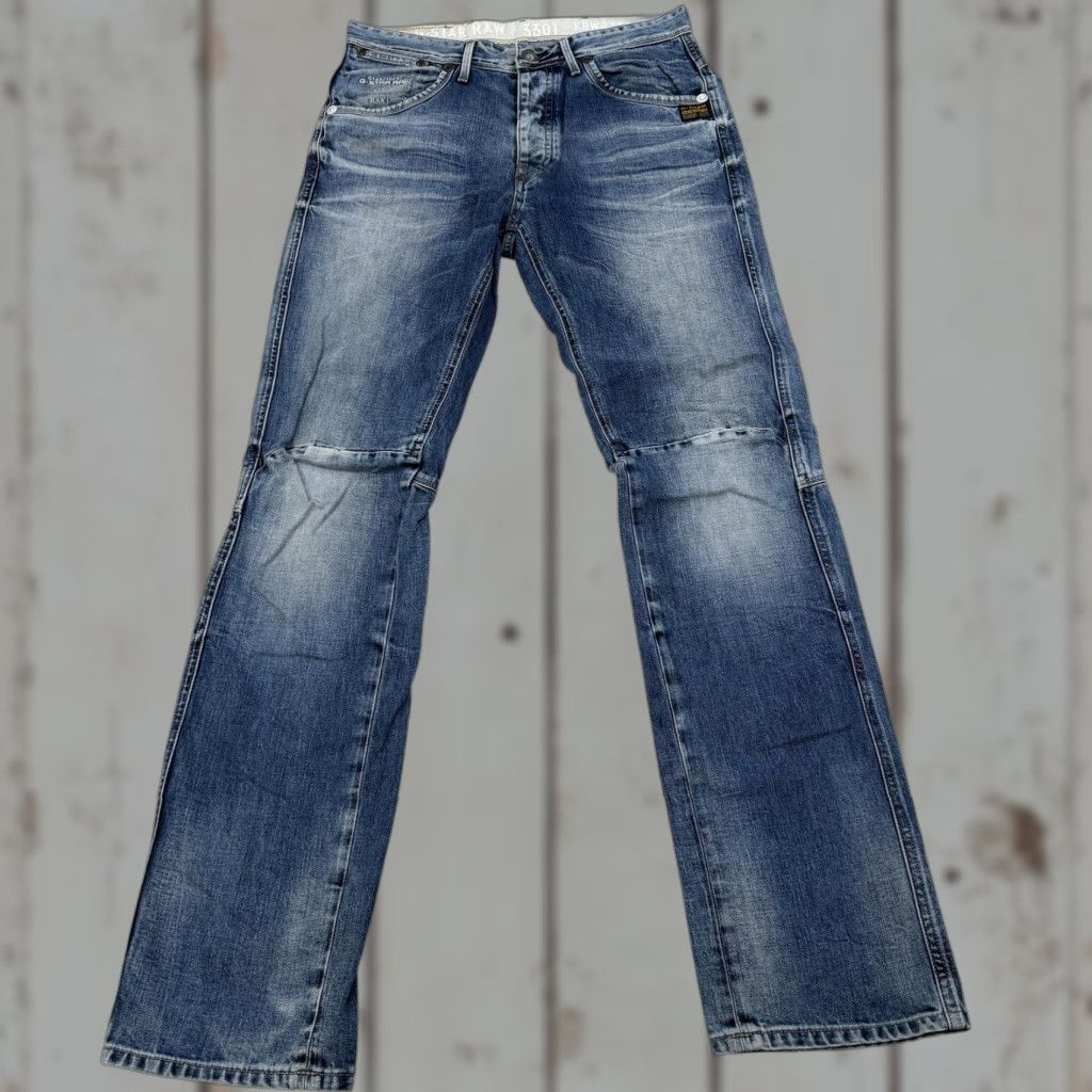 Vintage G-Star RAW Jeans Mens 32x34 Blue Medium Wash 3301 Distressed Denim Button Fly Tapered Relaxed 32 Inseam Jeans Men Blue 3301 Size US 32 / EU 48 - 1 Thumbnail