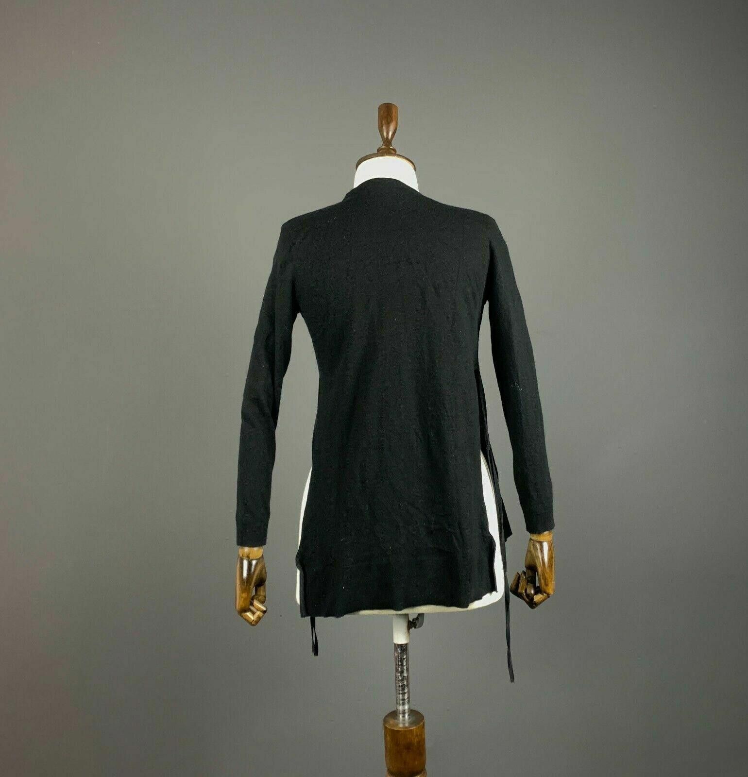Designer Dorothee Schumacher Black Wool V-Neck Cardigan Sweater Size M / US 6-8 / IT 42-44 - 2 Thumbnail