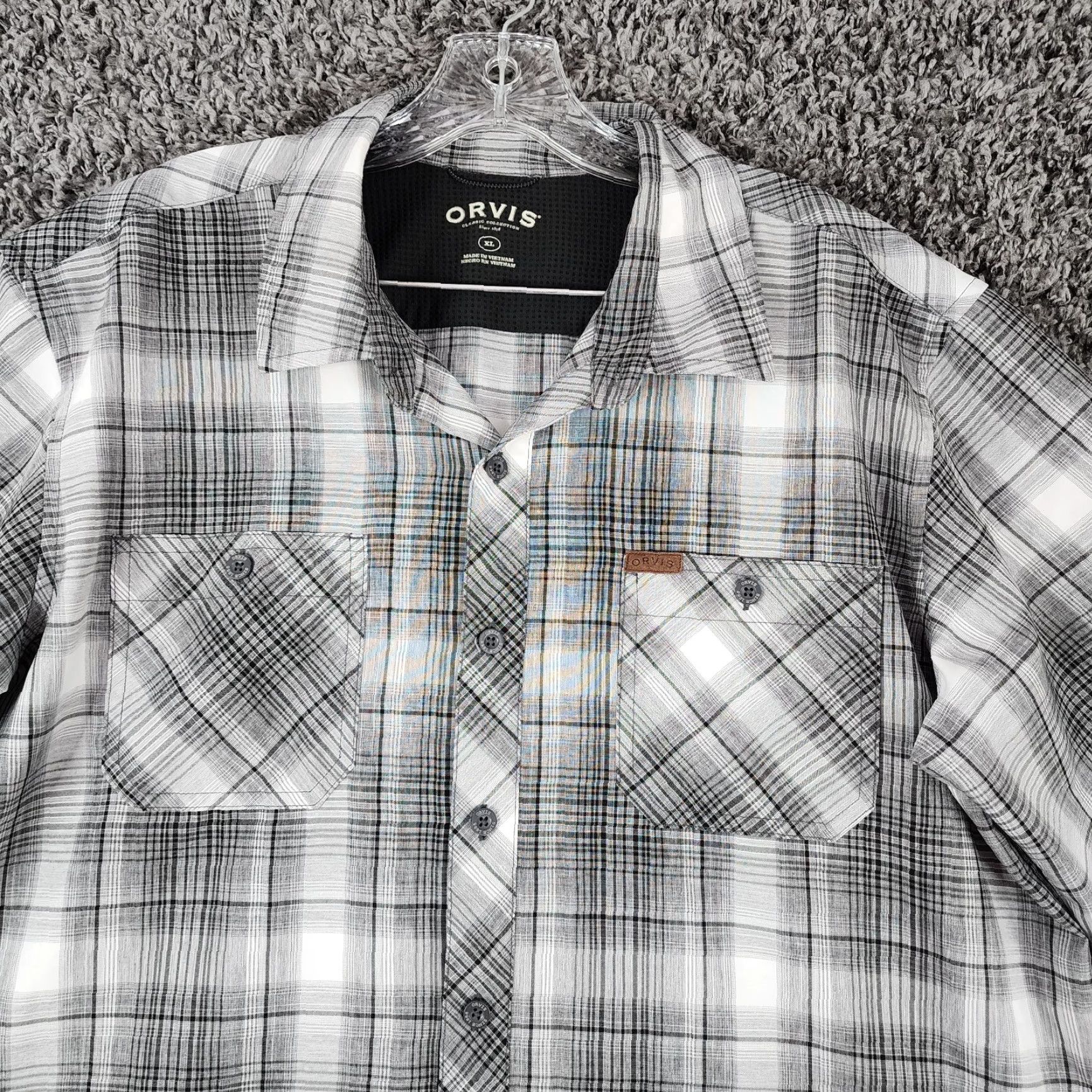 Orvis Orvis Mens Gray Plaid Short Sleeve Button-Up Size XL Size US 36 / EU 52 - 4 Thumbnail