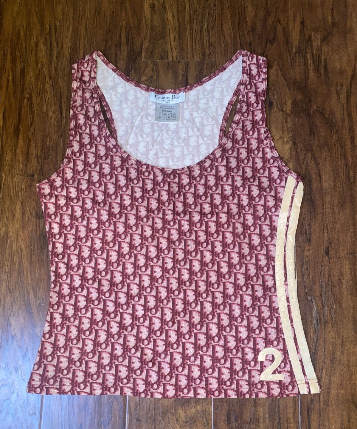 Dior × Vintage Christian Dior RED Oblique monogram Tank top Size L / US 10 / IT 46 - 7 Thumbnail