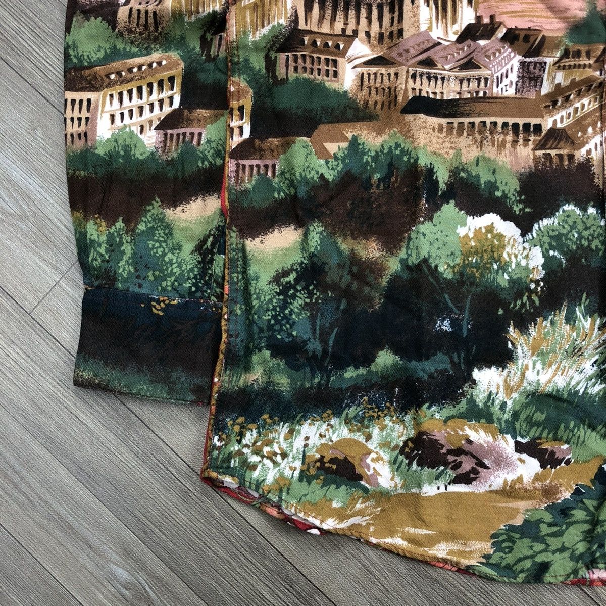 Kenzo × Vintage 1990s Kenzo Paris Seaside Village View Floral 3D Print Shirt Size US L / EU 52-54 / 3 - 8 Thumbnail