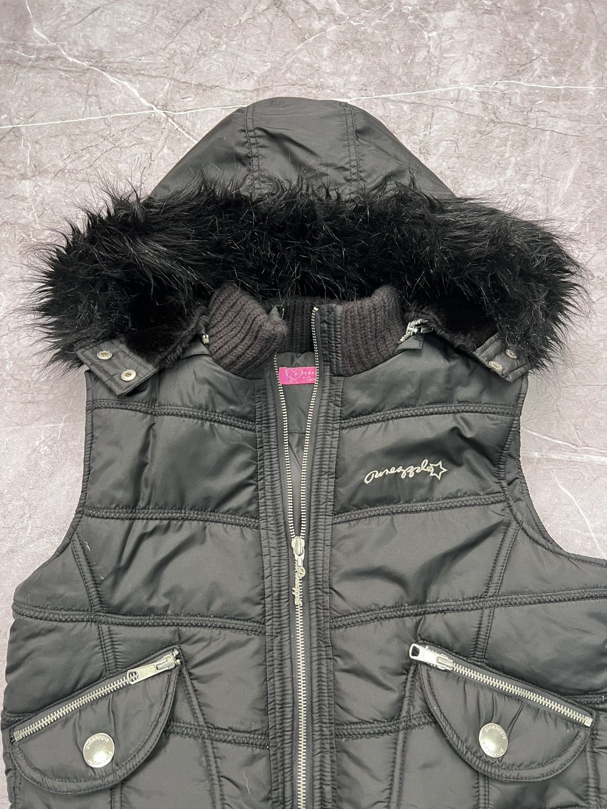 Vintage 2000s black opium 90s LGB STYLE FUR HOODIE vest jacket Size M / US 6-8 / IT 42-44 - 5 Thumbnail