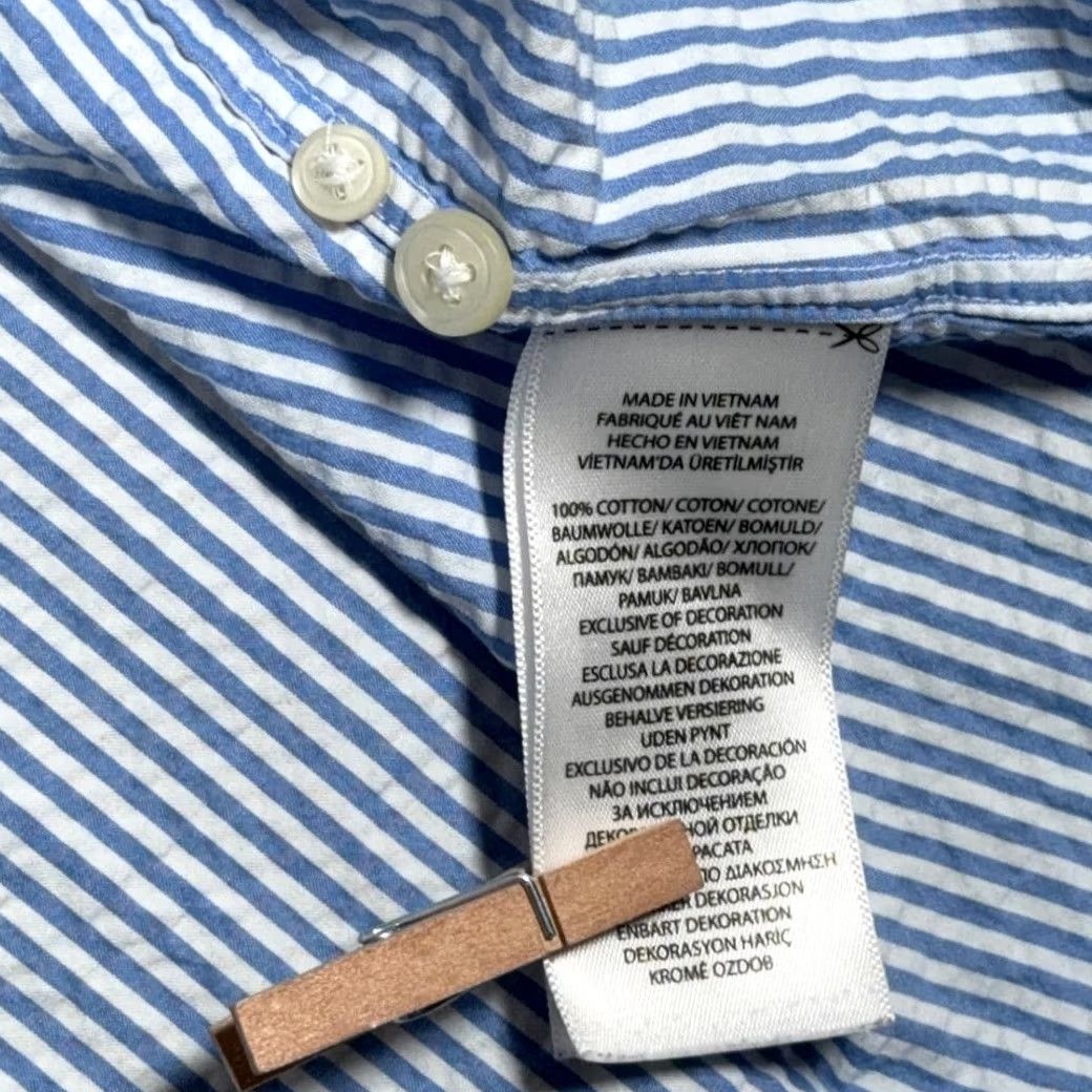 Ralph Lauren Ralph Lauren Shirt Adult 2XL Blue White Striped Seersucker Cotton Preppy Big Size US XXL / EU 58 / 5 - 7 Thumbnail