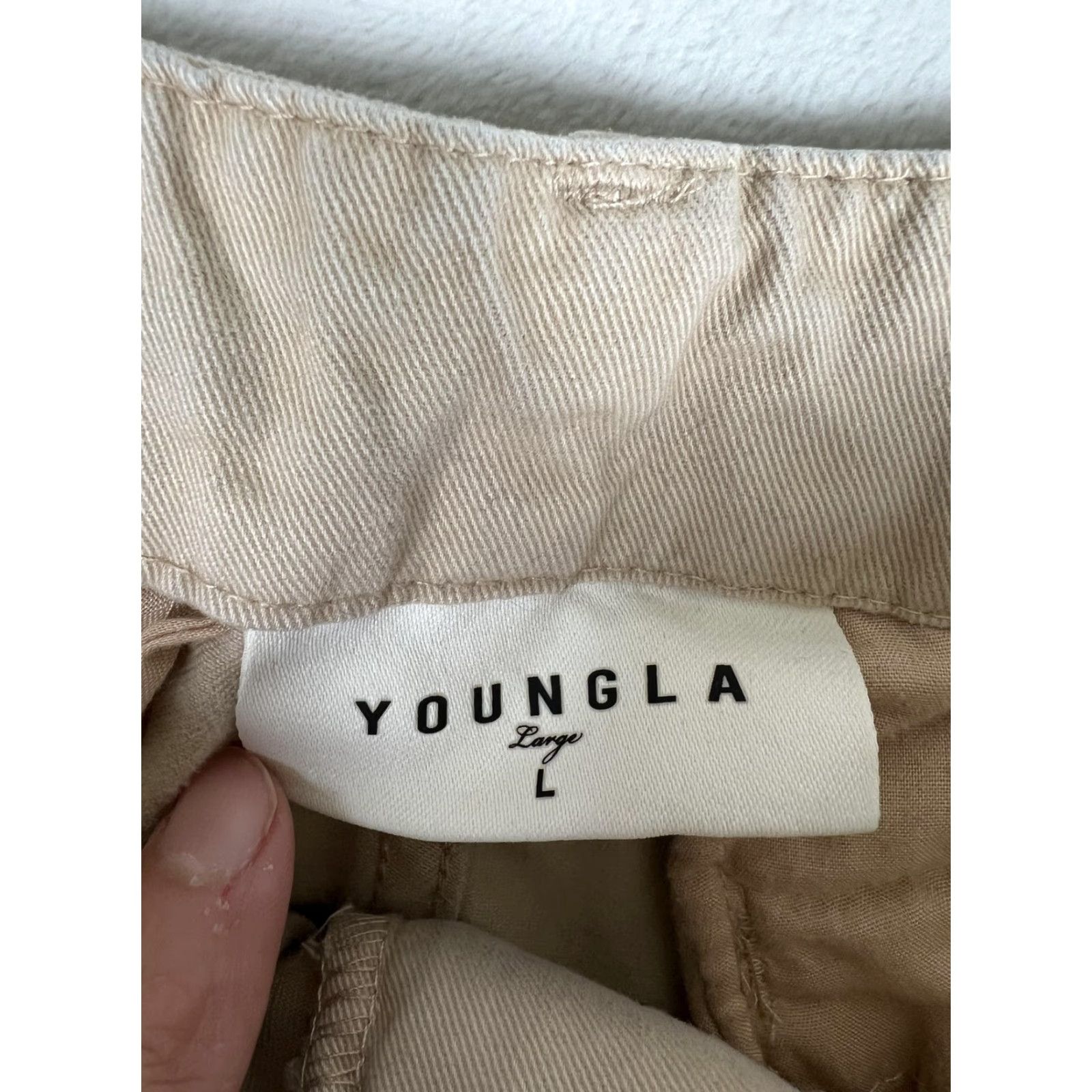 YoungLA YoungLA Cargo Pants Mens Large Beige Straight Leg Utility Pockets Casual Twill Size US 33 - 7 Thumbnail