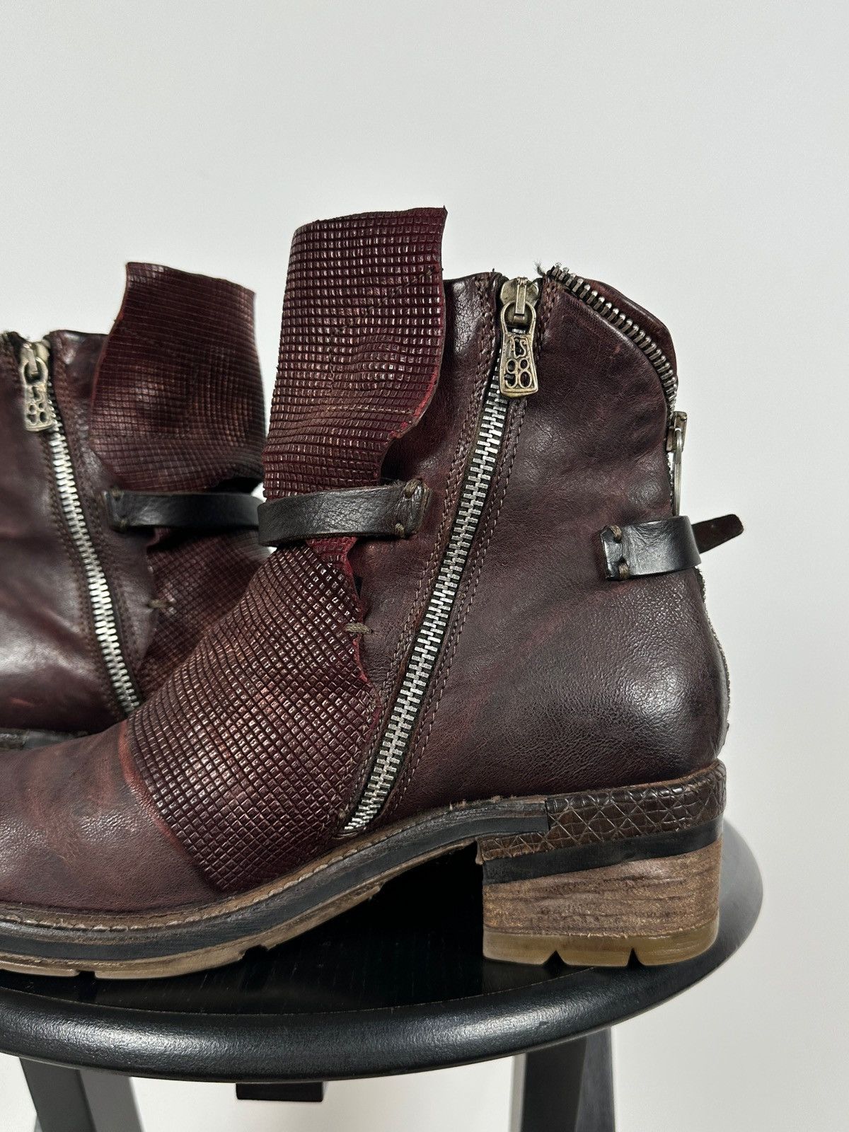 A.S.98 A.S.98. Airstep Burgundy Leather Biker Ankle Boho Boots Size US 9 / IT 39 - 20 Thumbnail