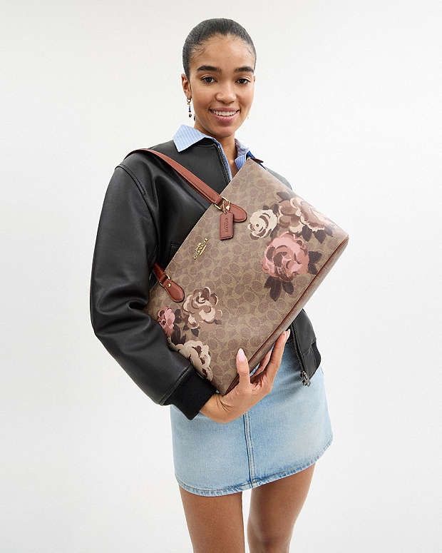 Coach NWT Coach Gallery Tote Bag In Signature Canvas With Rose Pri Size ONE SIZE - 5 Thumbnail
