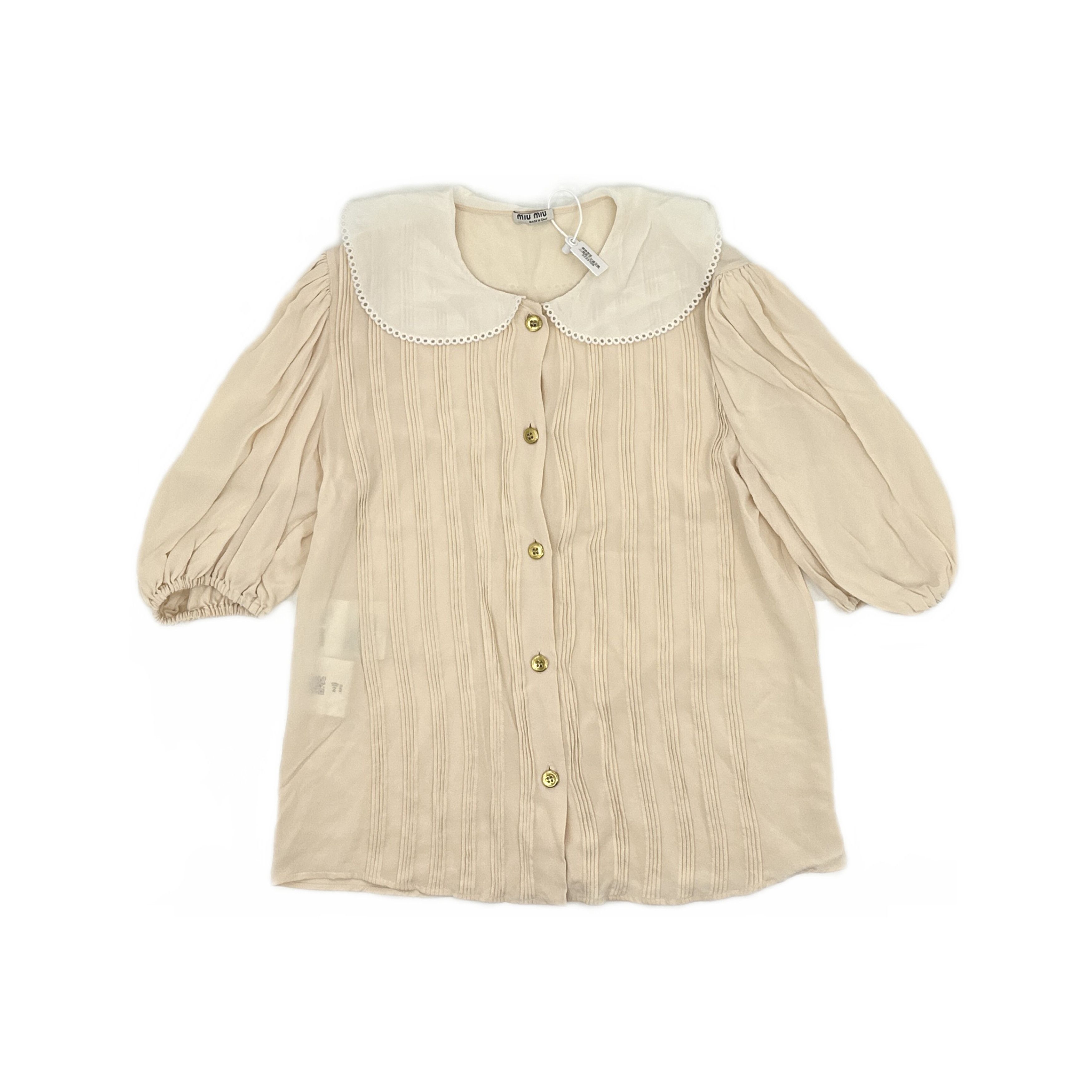 Miu Miu Miu Miu Peter Pan Collar Silk Blouse Size 40 Size S / US 4 / IT 40 - 1 Thumbnail