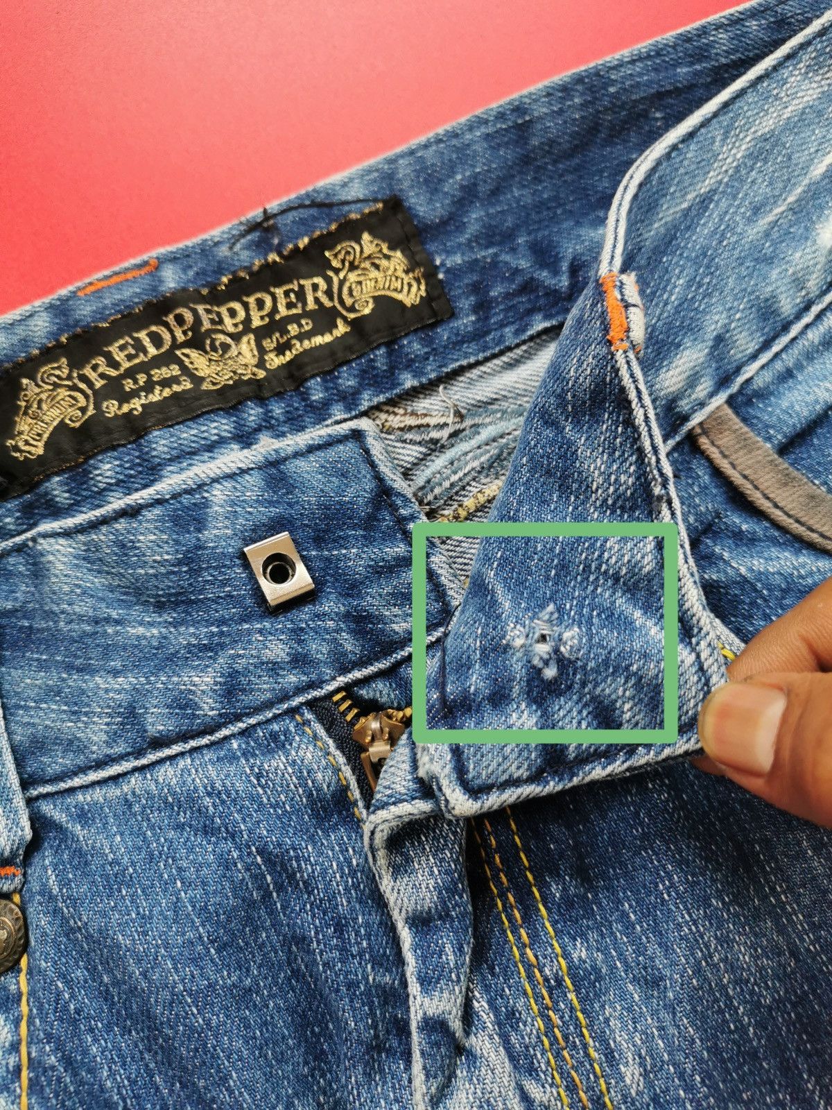 If Six Was Nine Red Pepper Red Indian Embroidery Denim Jeans Size US 32 / EU 48 - 16 Thumbnail